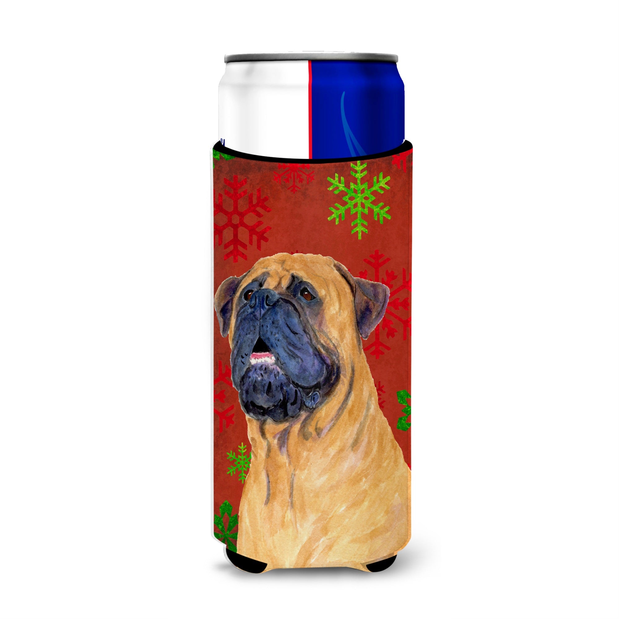 Mastiff Red And Green Snowflakes Holiday Christmas Ultra Beverage Insulators For Slim Cans Ss4727Muk