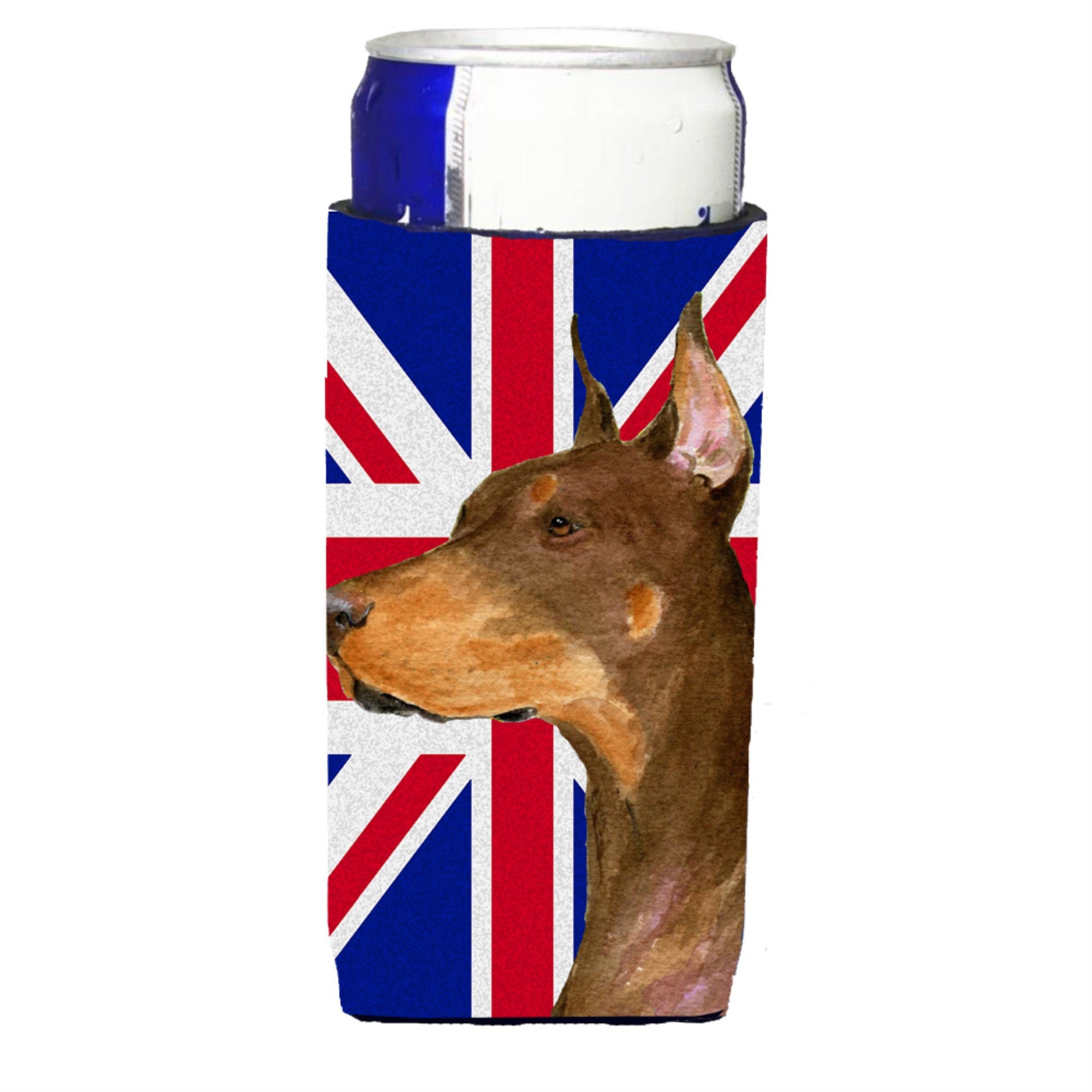 Doberman With English Union Jack British Flag Ultra Beverage Insulators For Slim Cans Ss4910Muk