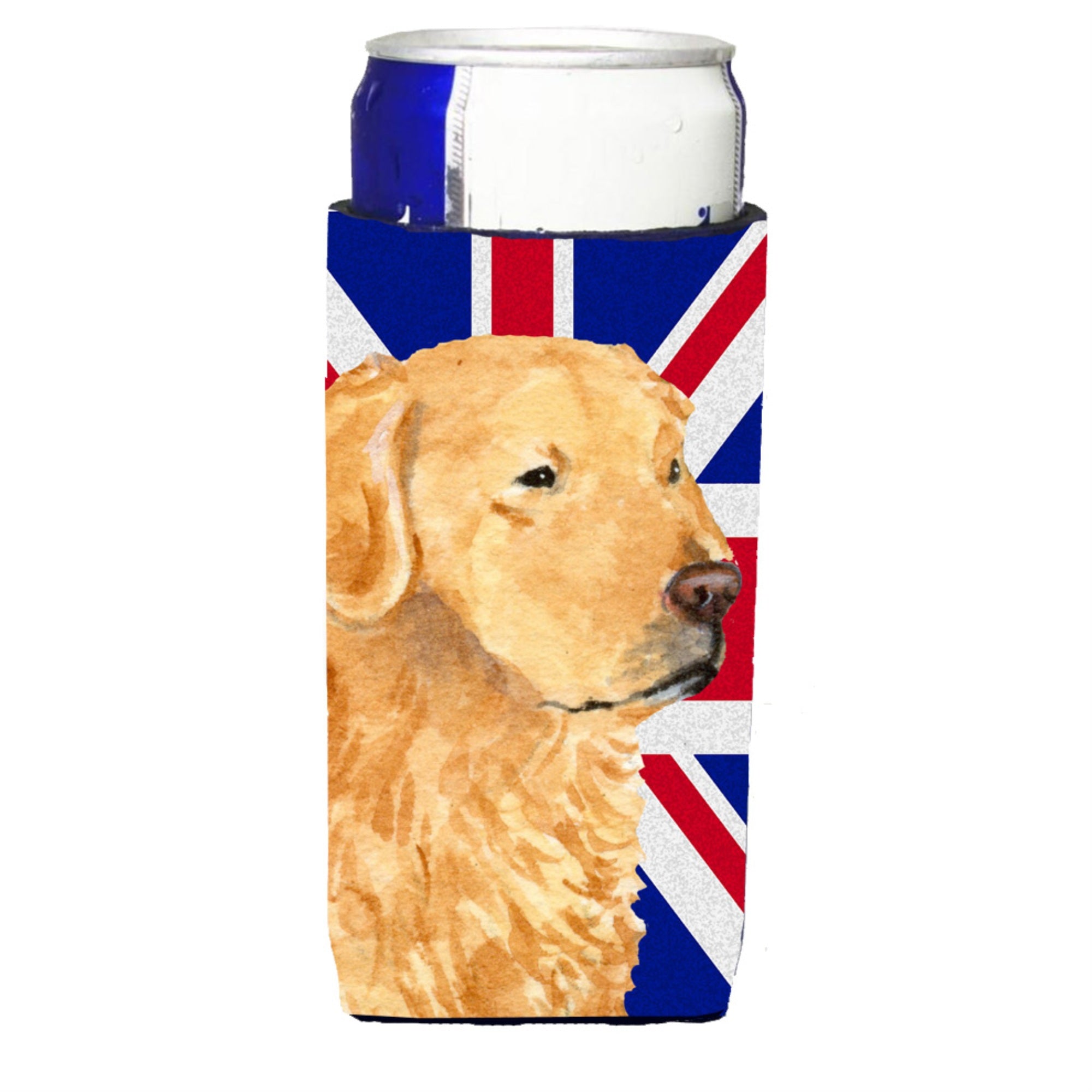 Golden Retriever With English Union Jack British Flag Ultra Beverage Insulators For Slim Cans Ss4918Muk