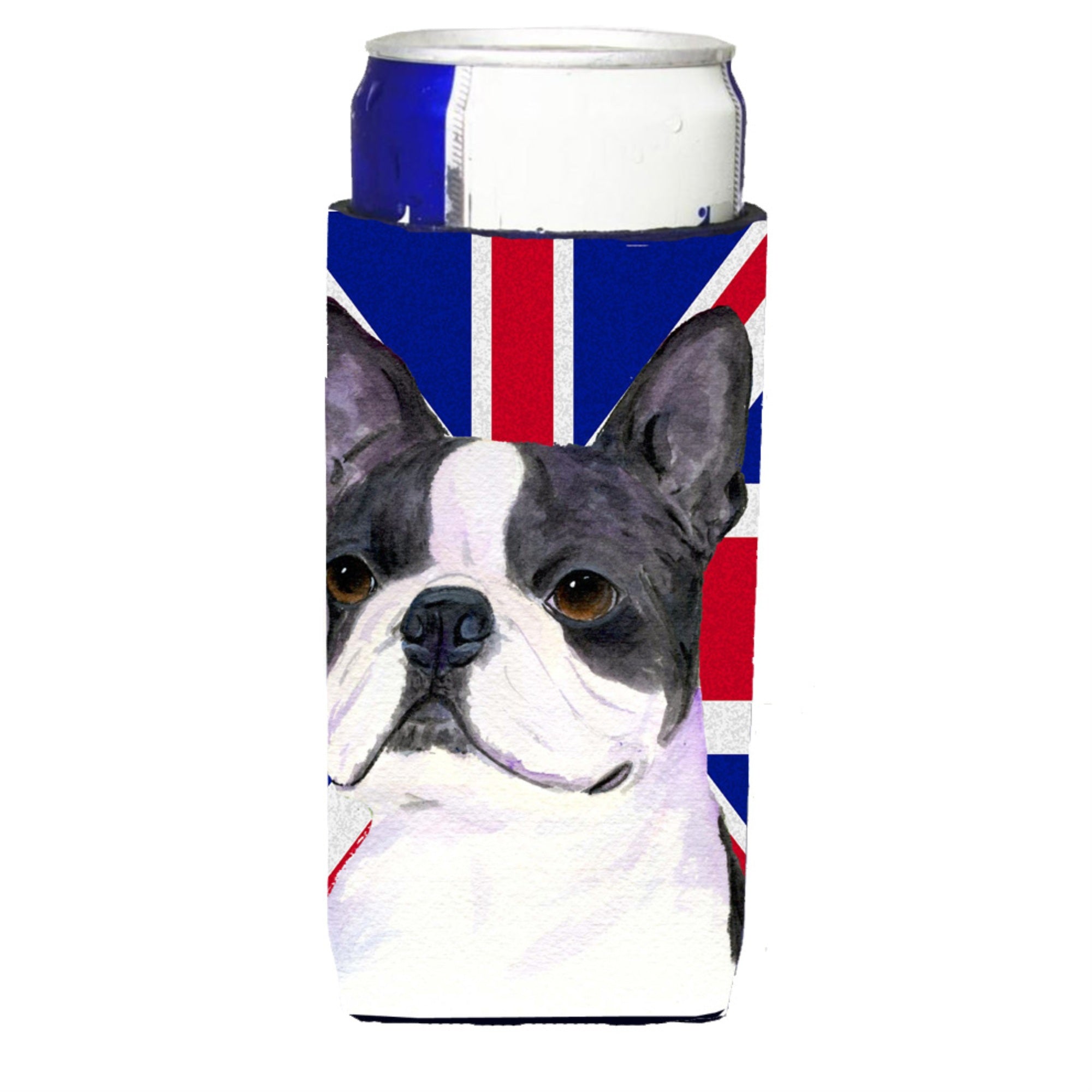 Boston Terrier With English Union Jack British Flag Ultra Beverage Insulators For Slim Cans Ss4958Muk