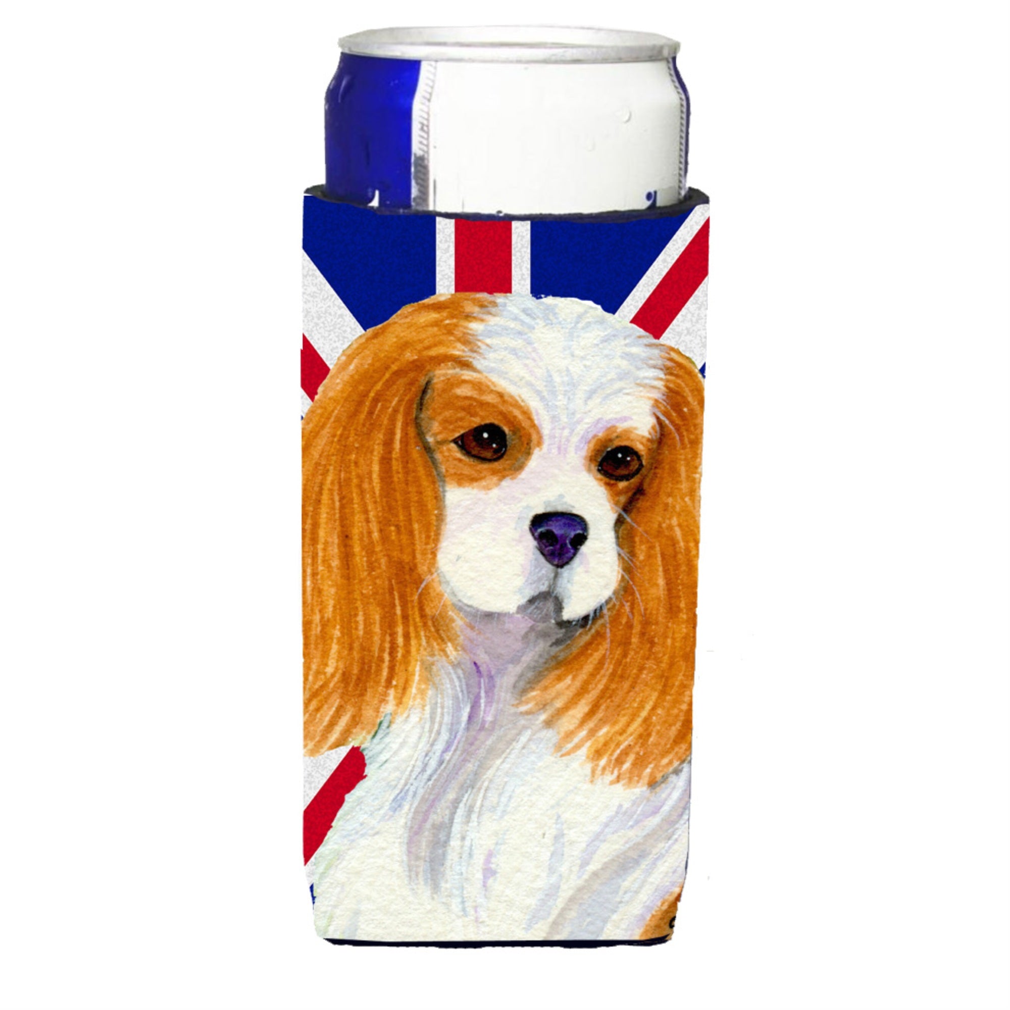 Cavalier Spaniel With English Union Jack British Flag Ultra Beverage Insulators For Slim Cans Ss4969Muk
