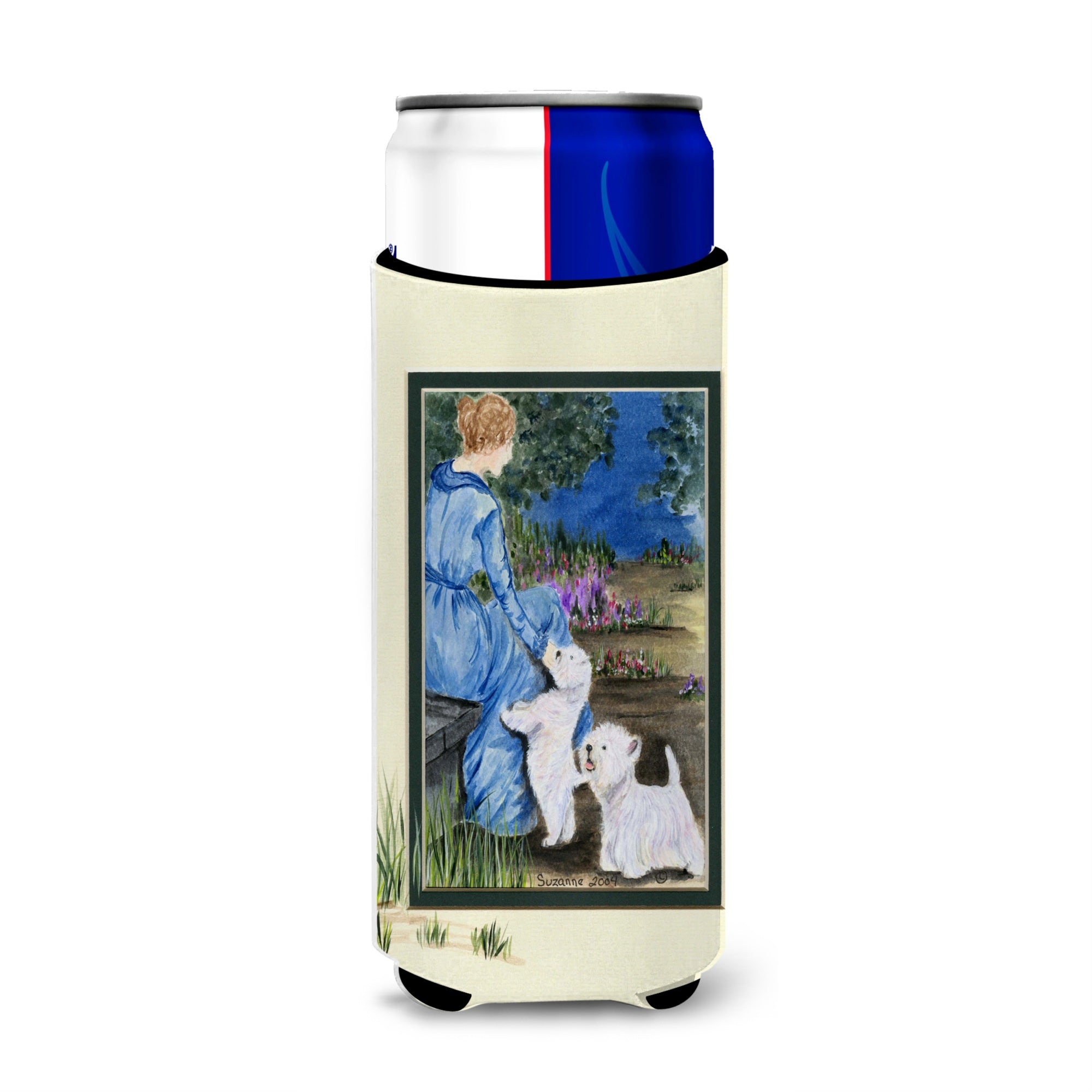 Lady With Her  Westie Ultra Beverage Insulators For Slim Cans Ss8021Muk