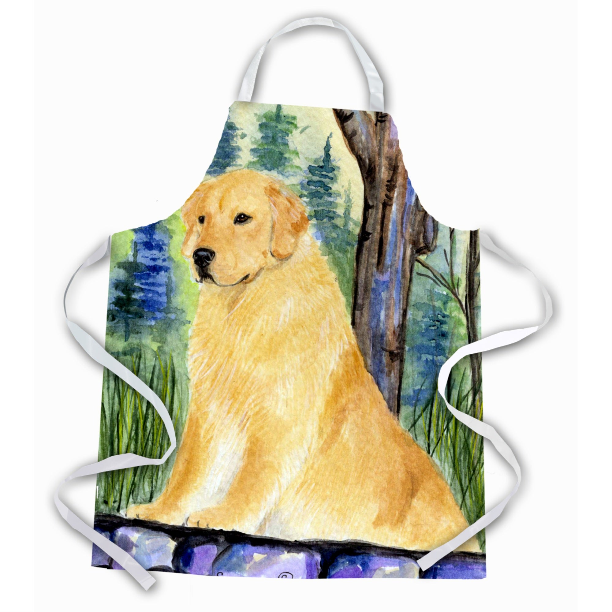 Caroline'S Treasures Ss8111Apron Golden Retriever Apron, Large, Multicolor