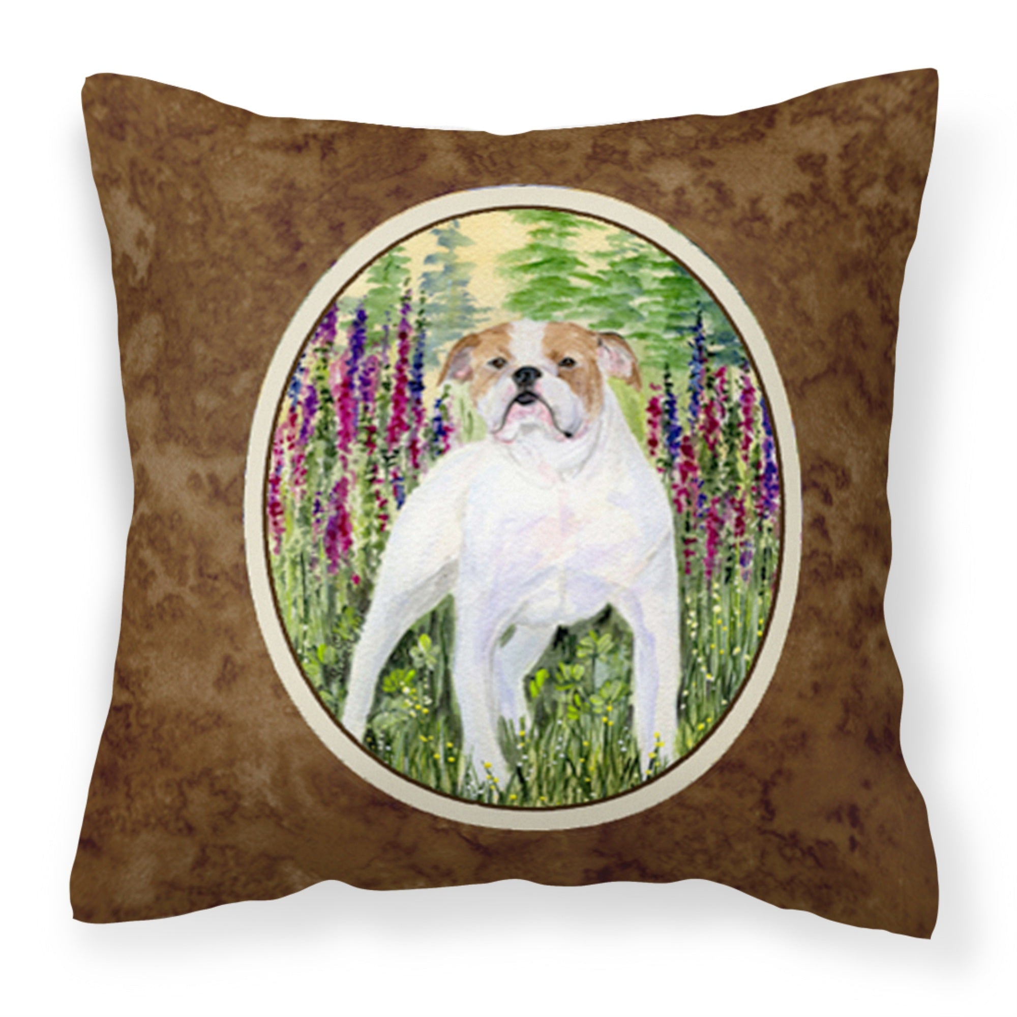 Caroline'S Treasures Ss8156Pw1414 English Bulldog Decorative Canvas Fabric Pillow, Large, Multicolor
