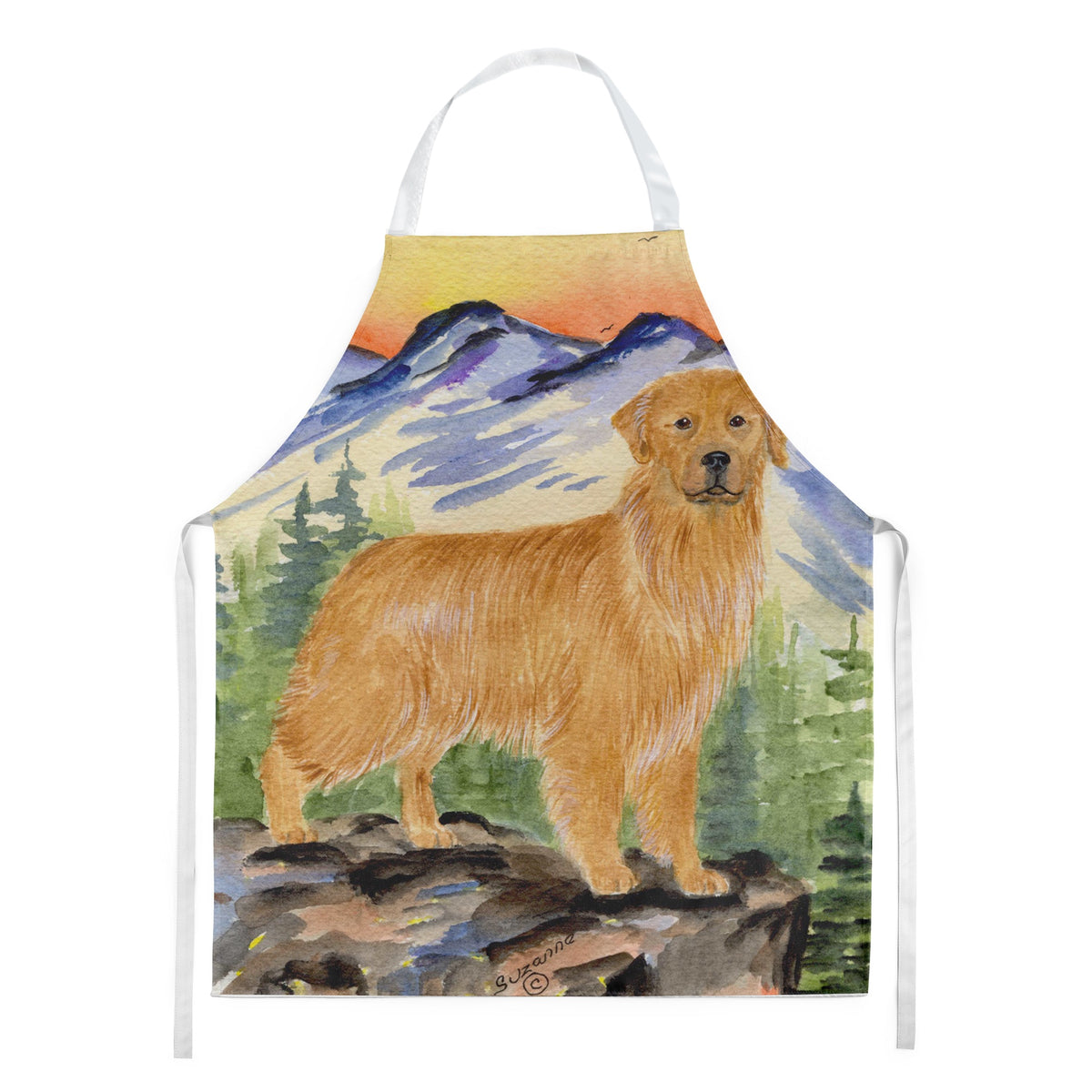Caroline'S Treasures Ss8163Apron Golden Retriever Apron, Large, Multicolor