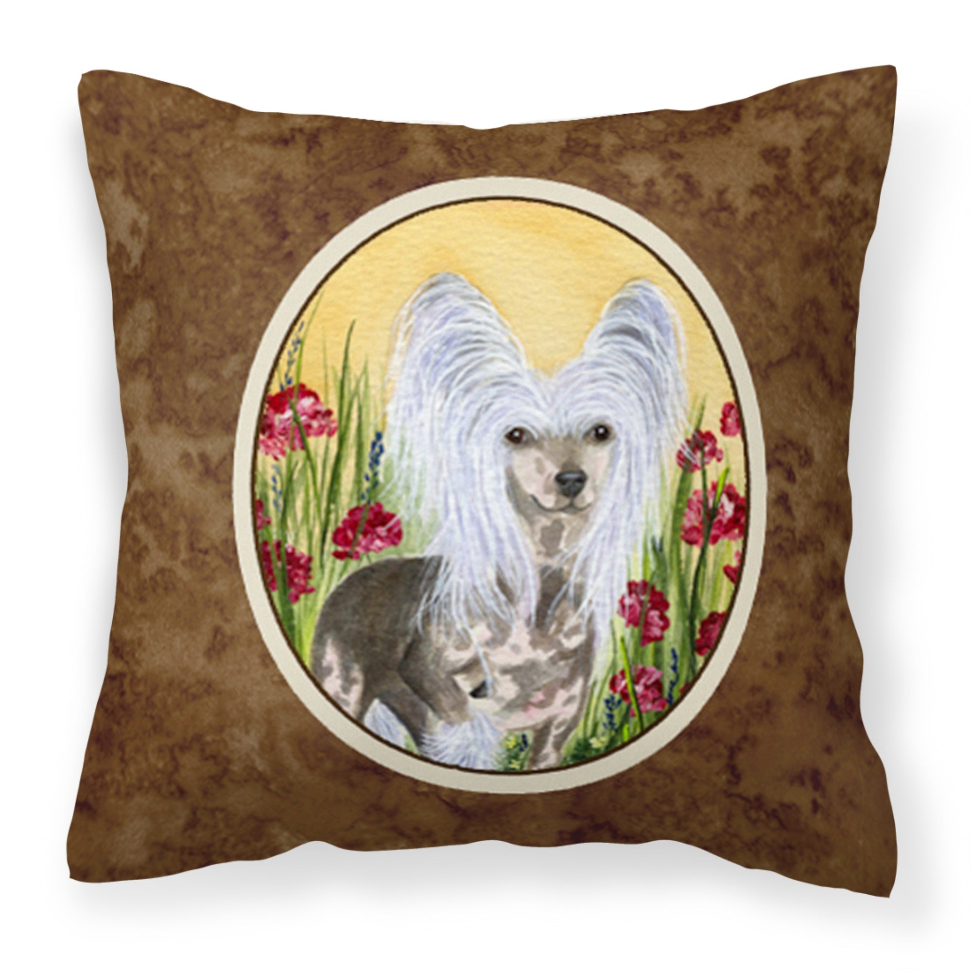 Caroline'S Treasures Ss8185Pw1414 Chinese Crested Decorative Canvas Fabric Pillow, Large, Multicolor