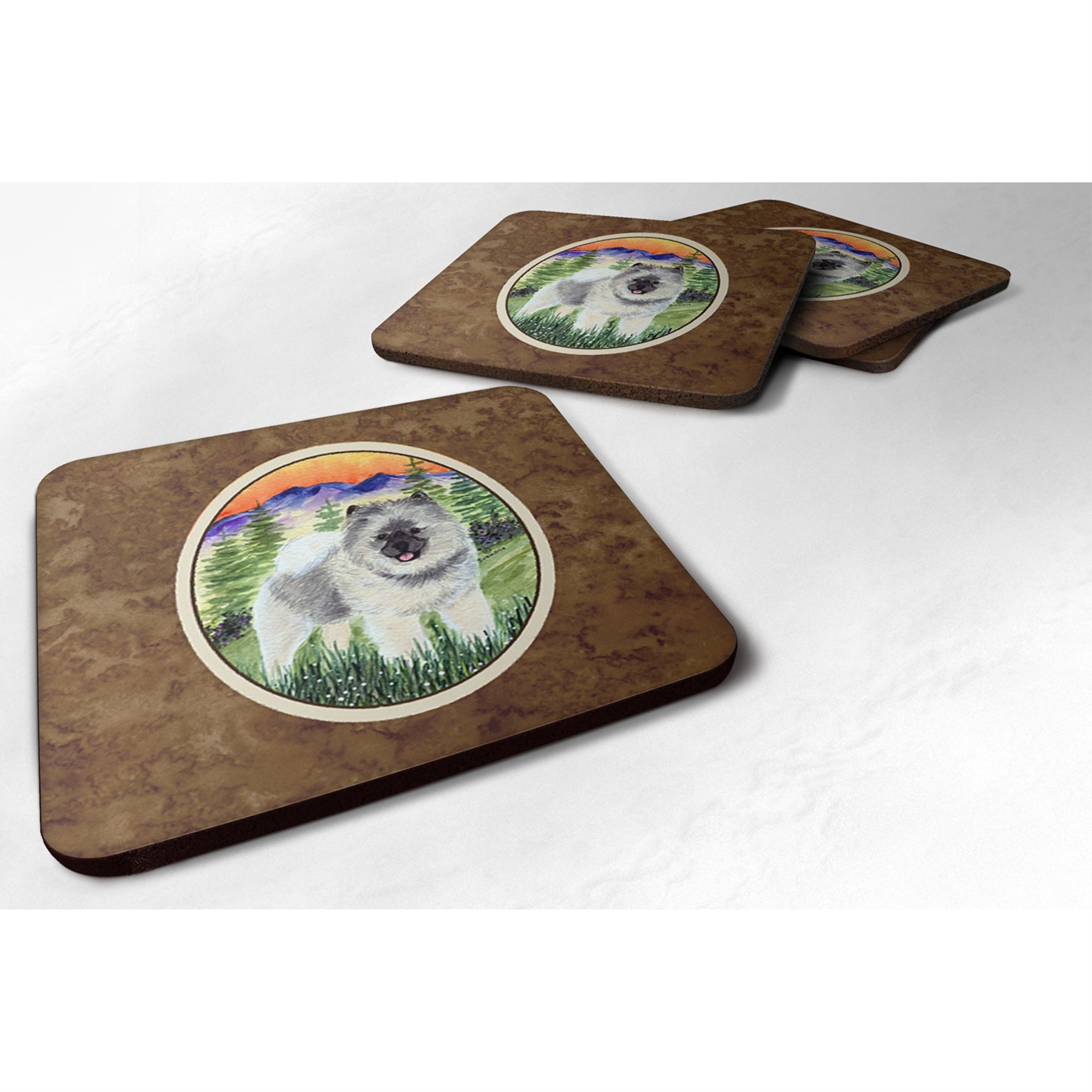 Caroline'S Treasures Ss8192Fc Keeshond Foam Coasters (Set Of 4), 3.5 H X 3.5 W, Multicolor