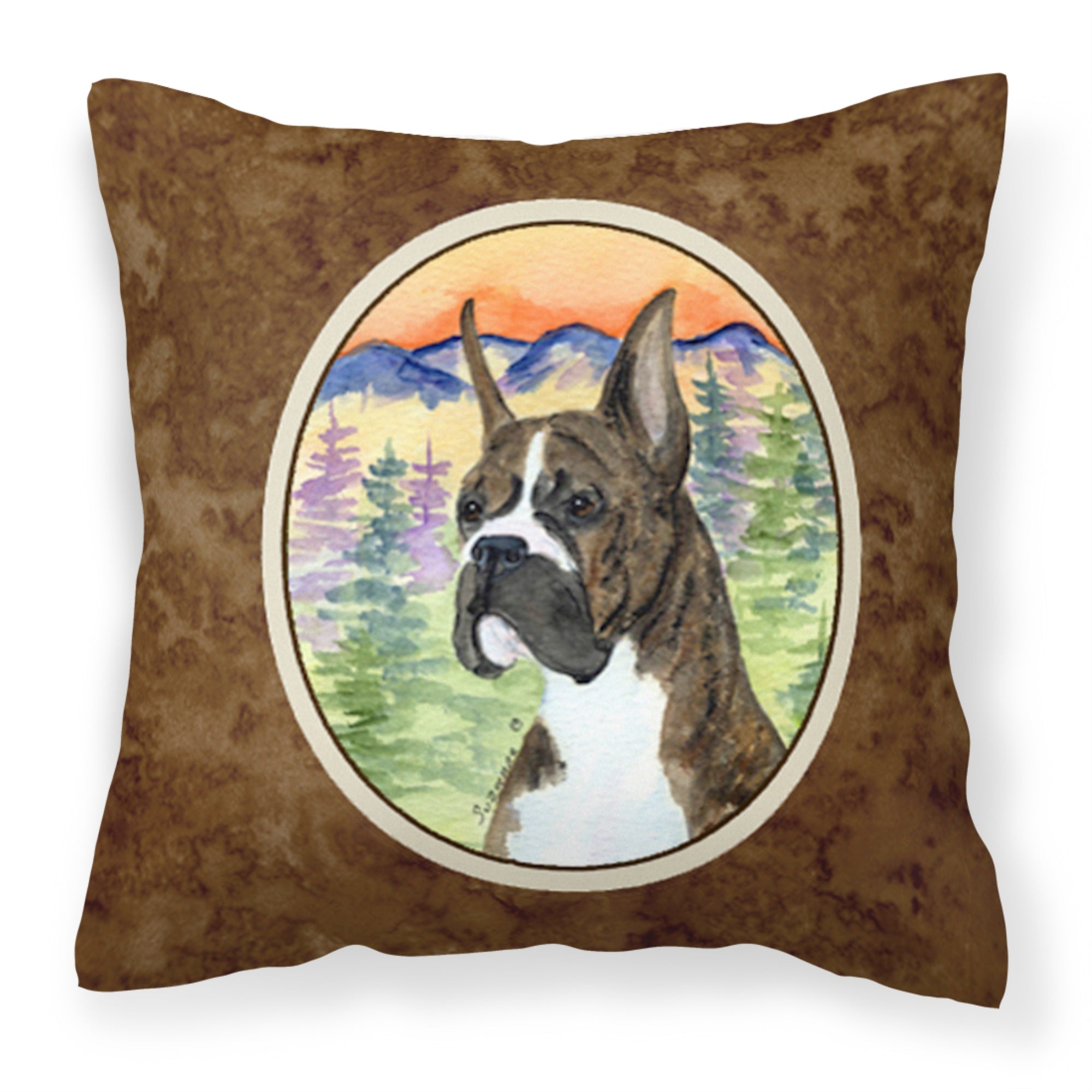 Caroline'S Treasures Ss8199Pw1414 Boxer Decorative Canvas Fabric Pillow, Large, Multicolor