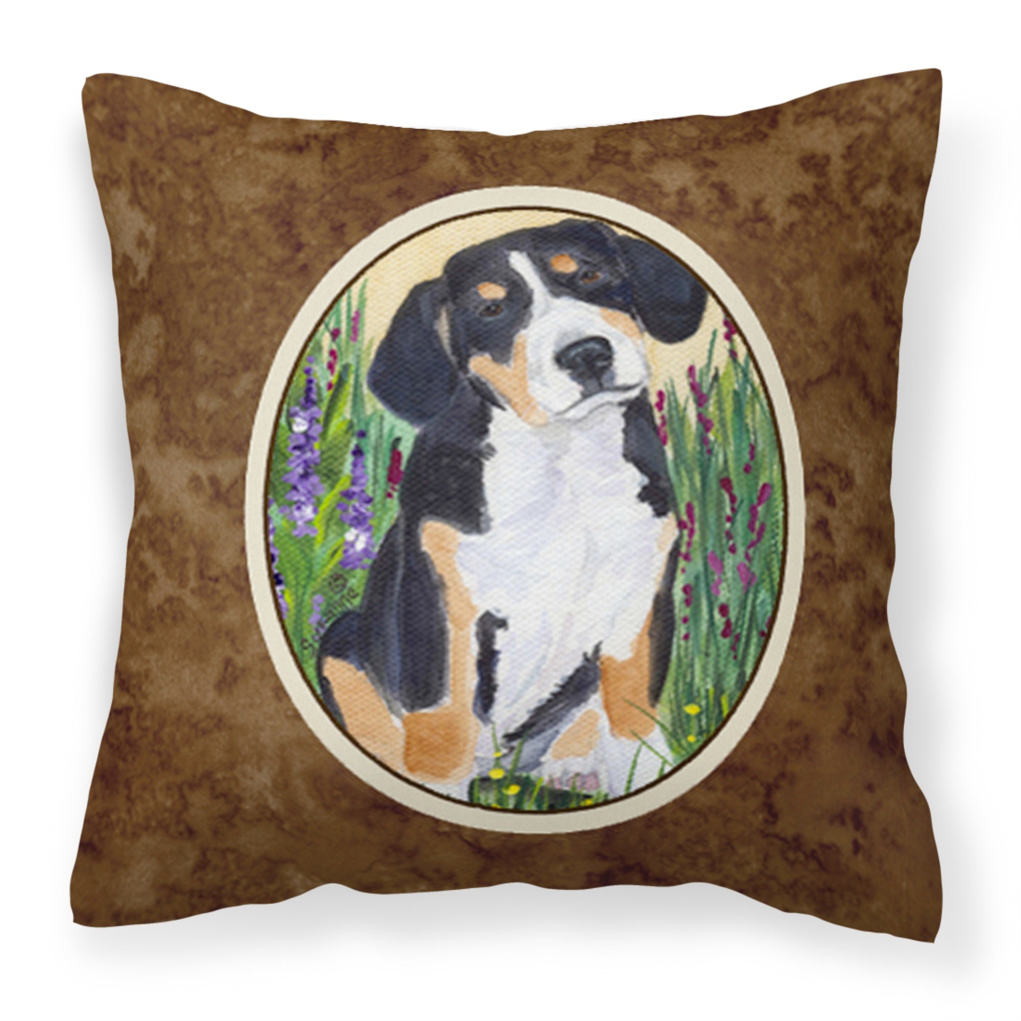 Caroline'S Treasures Ss8216Pw1414 Entlebucher Mountain Dog Decorative Canvas Fabric Pillow, Large, Multicolor
