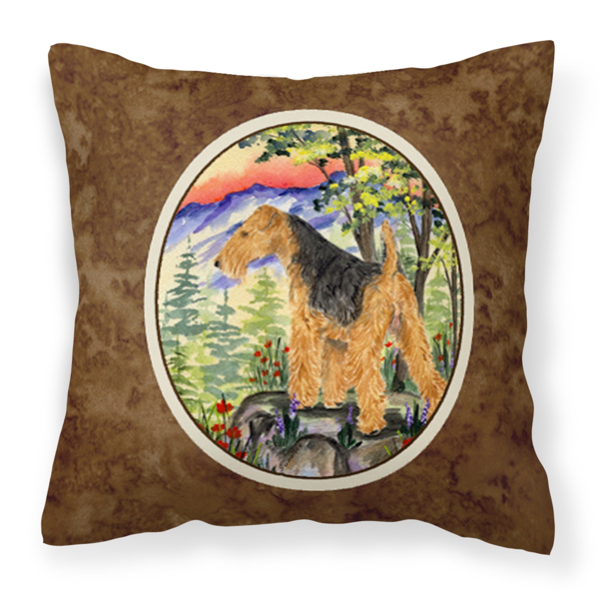 Caroline'S Treasures Ss8228Pw1414 Welsh Terrier Decorative Canvas Fabric Pillow, Large, Multicolor
