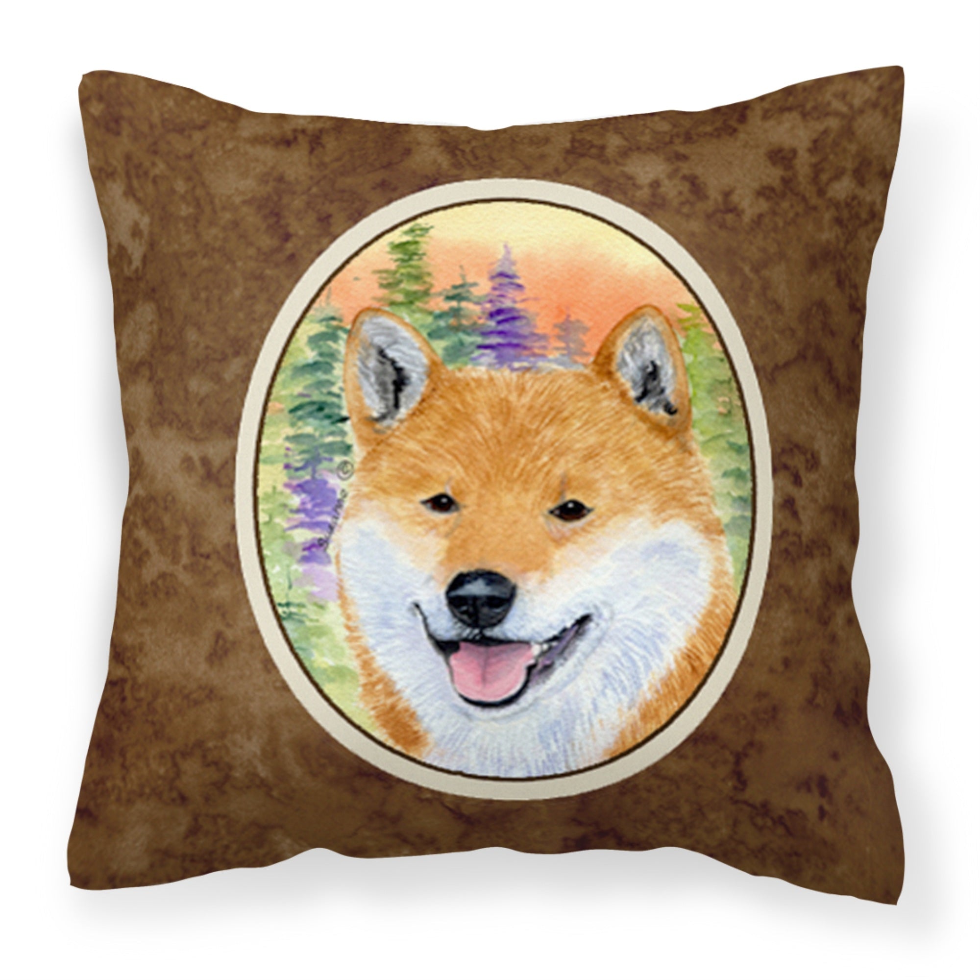 Caroline'S Treasures Ss8234Pw1414 Shiba Inu Decorative Canvas Fabric Pillow, Large, Multicolor