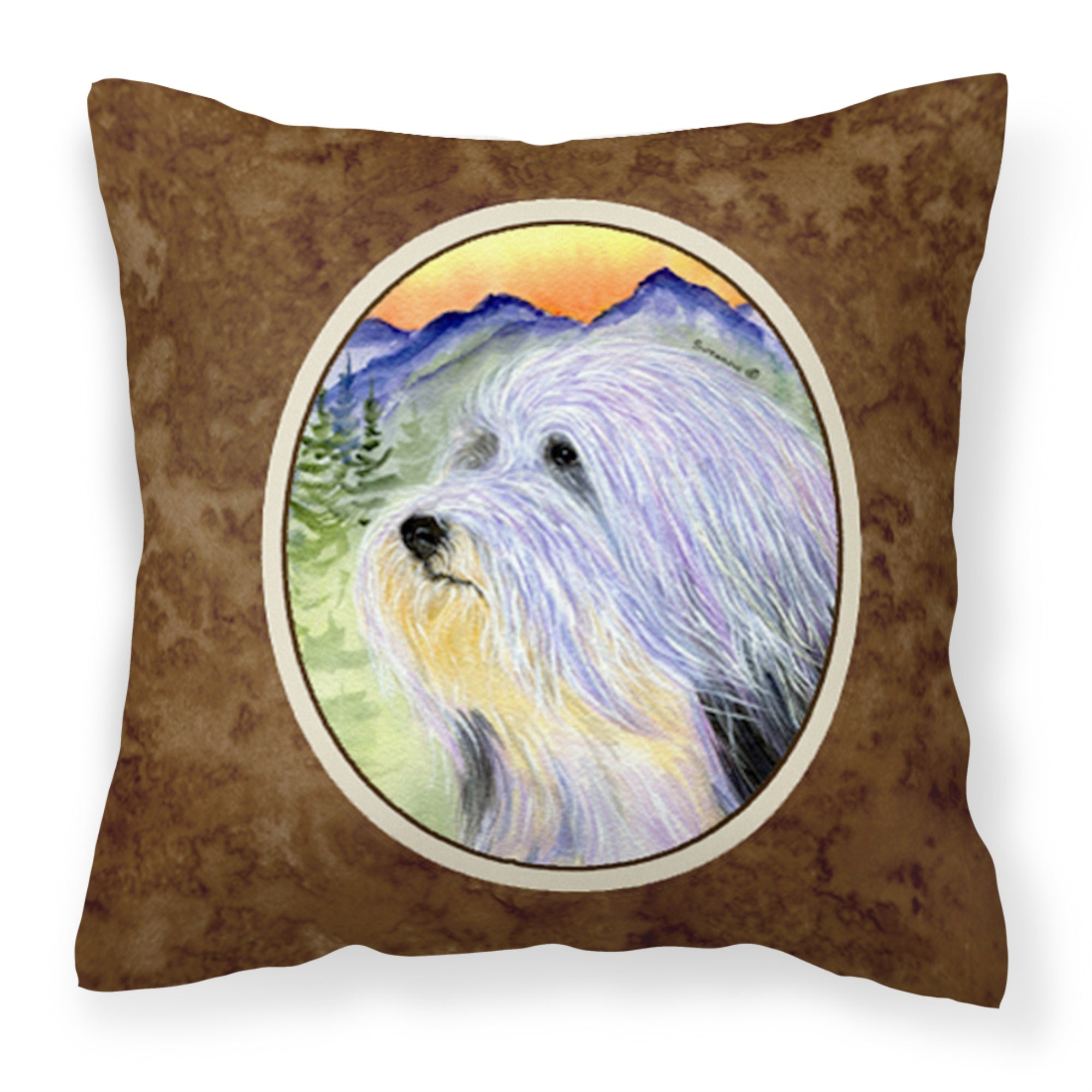 Caroline'S Treasures Ss8244Pw1414 Bearded Collie Decorative Canvas Fabric Pillow, Large, Multicolor