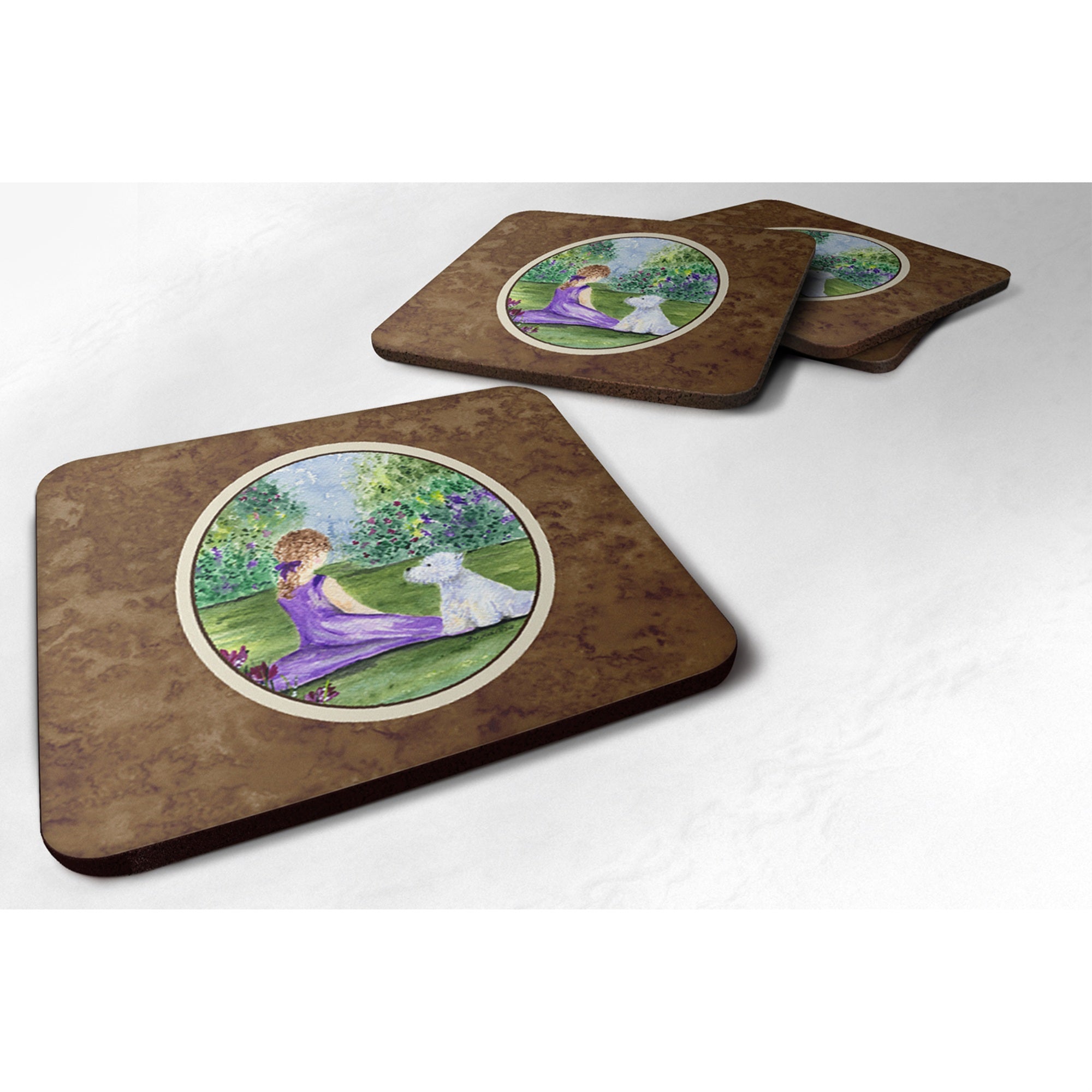 Caroline'S Treasures Ss8246Fc Westie Foam Coasters (Set Of 4), 3.5 H X 3.5 W, Multicolor