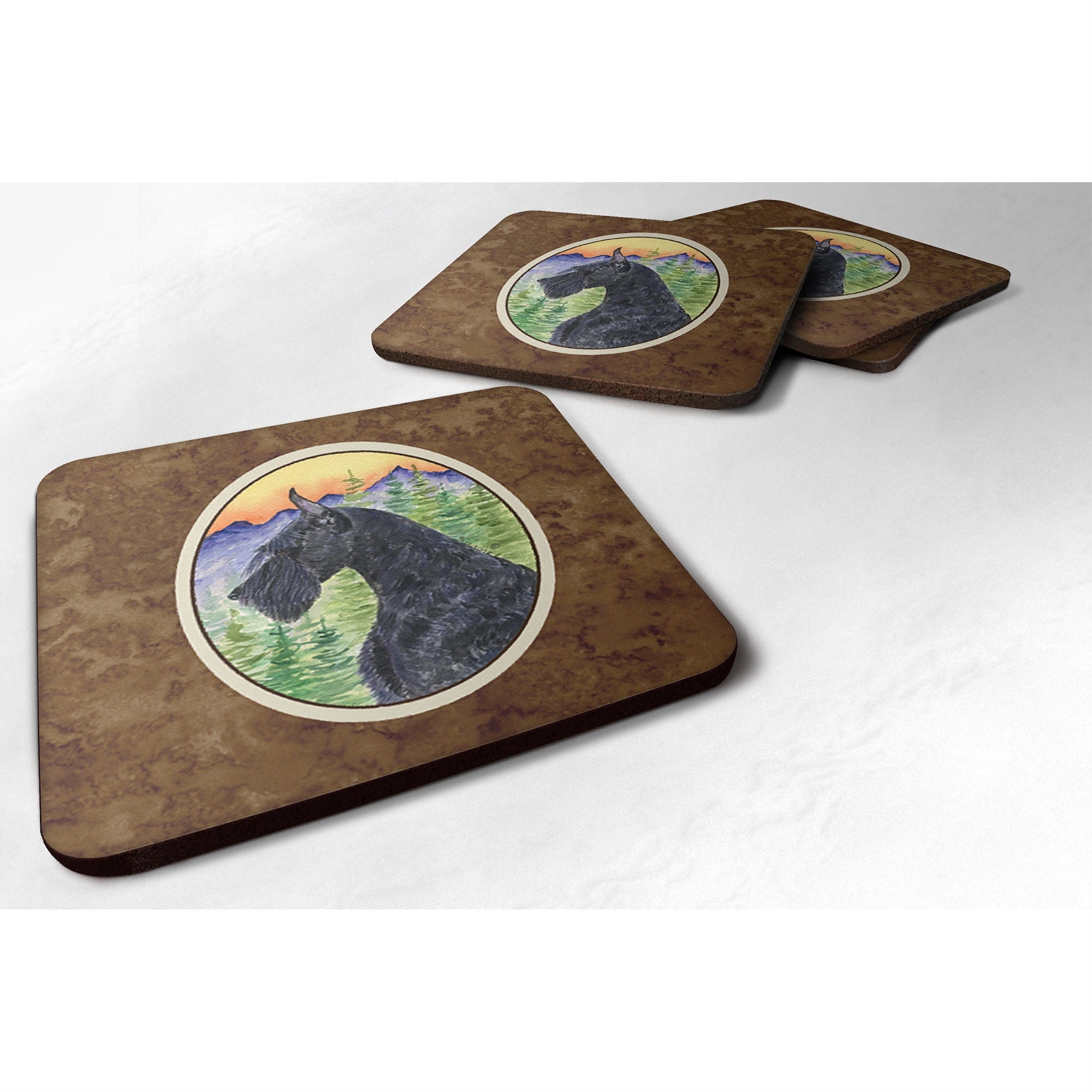 Caroline'S Treasures Ss8256Fc Schnauzer Foam Coasters (Set Of 4), 3.5 H X 3.5 W, Multicolor