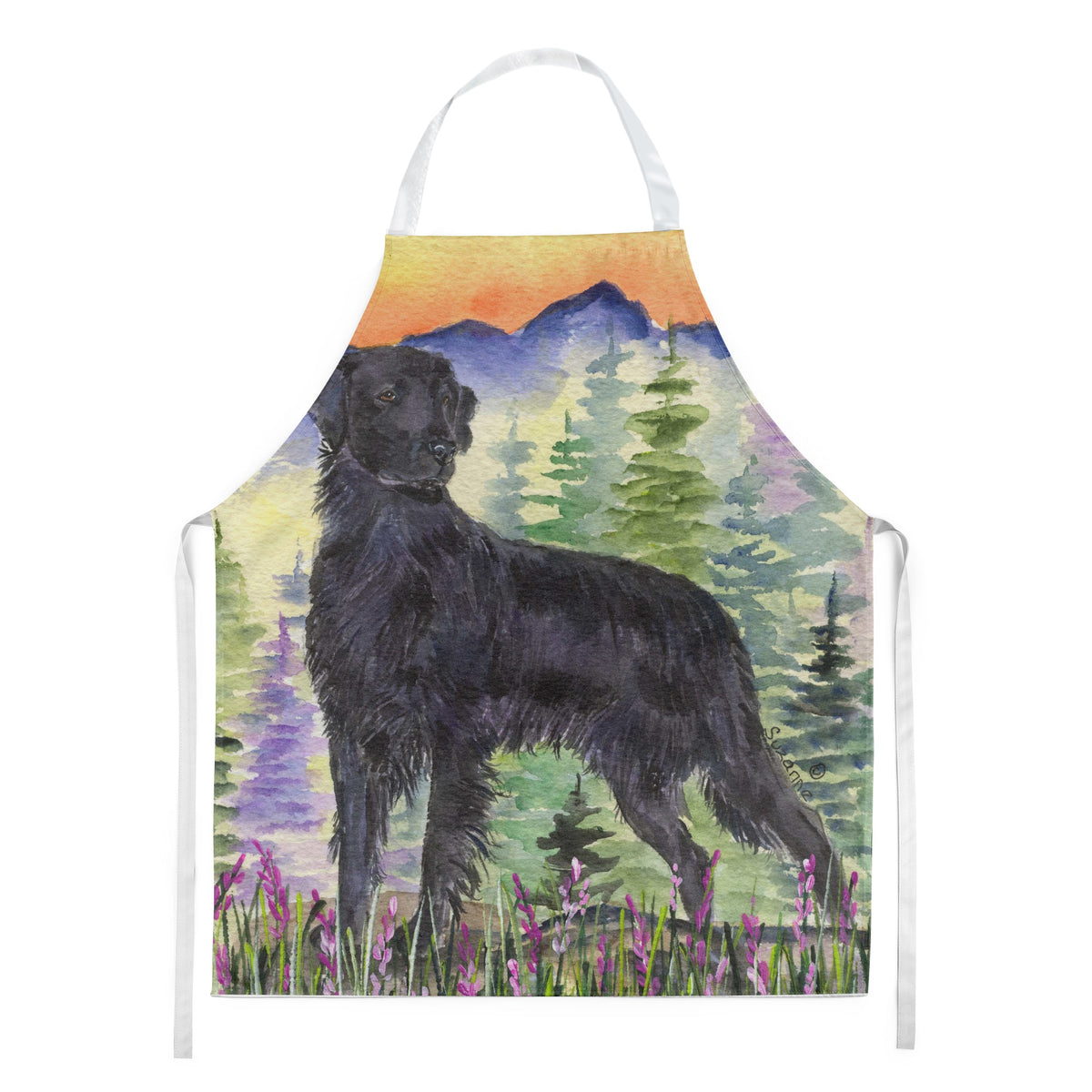 Caroline'S Treasures Ss8263Apron Flat Coated Retriever Apron, Large, Multicolor