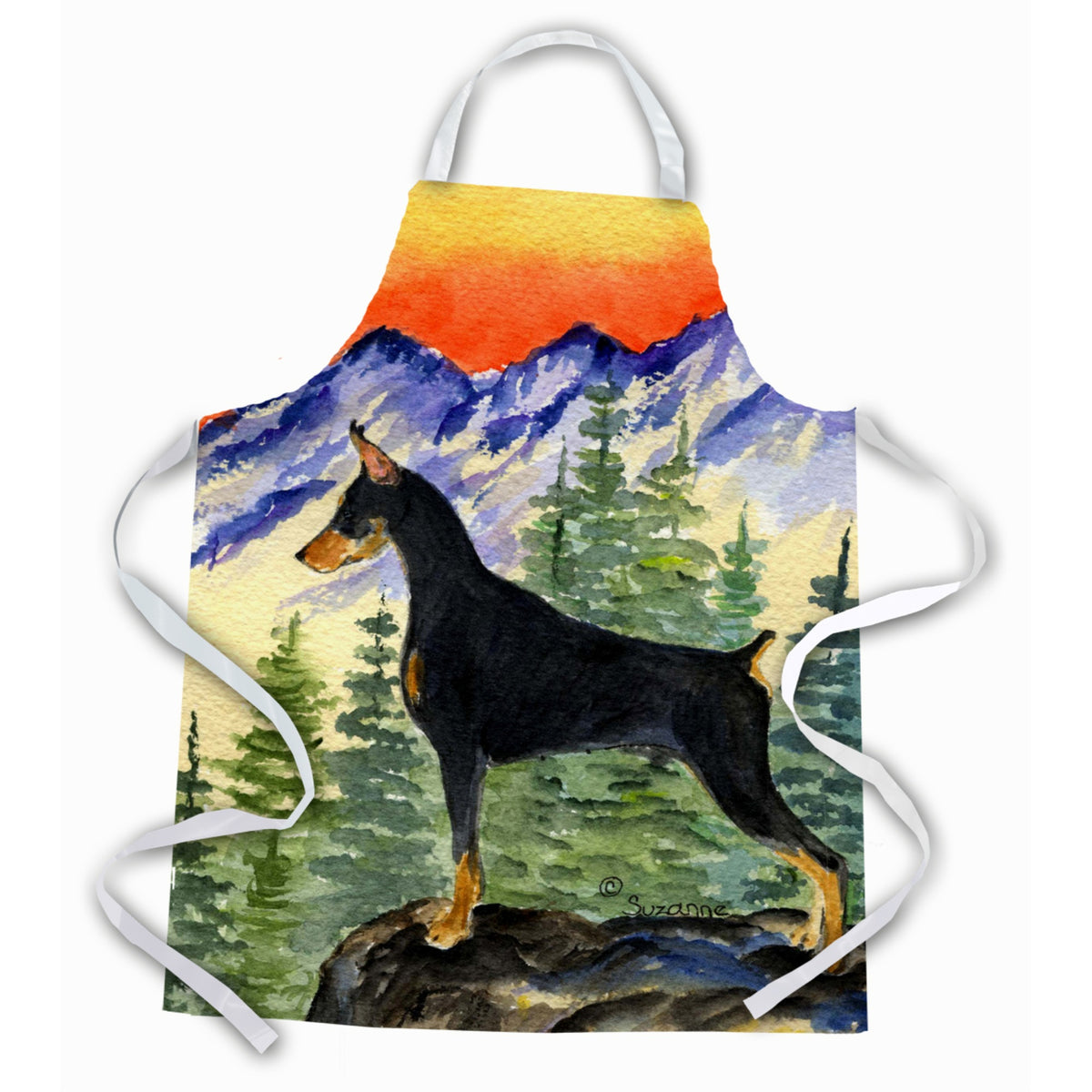 Caroline'S Treasures Ss8284Apron Doberman Apron, Large, Multicolor