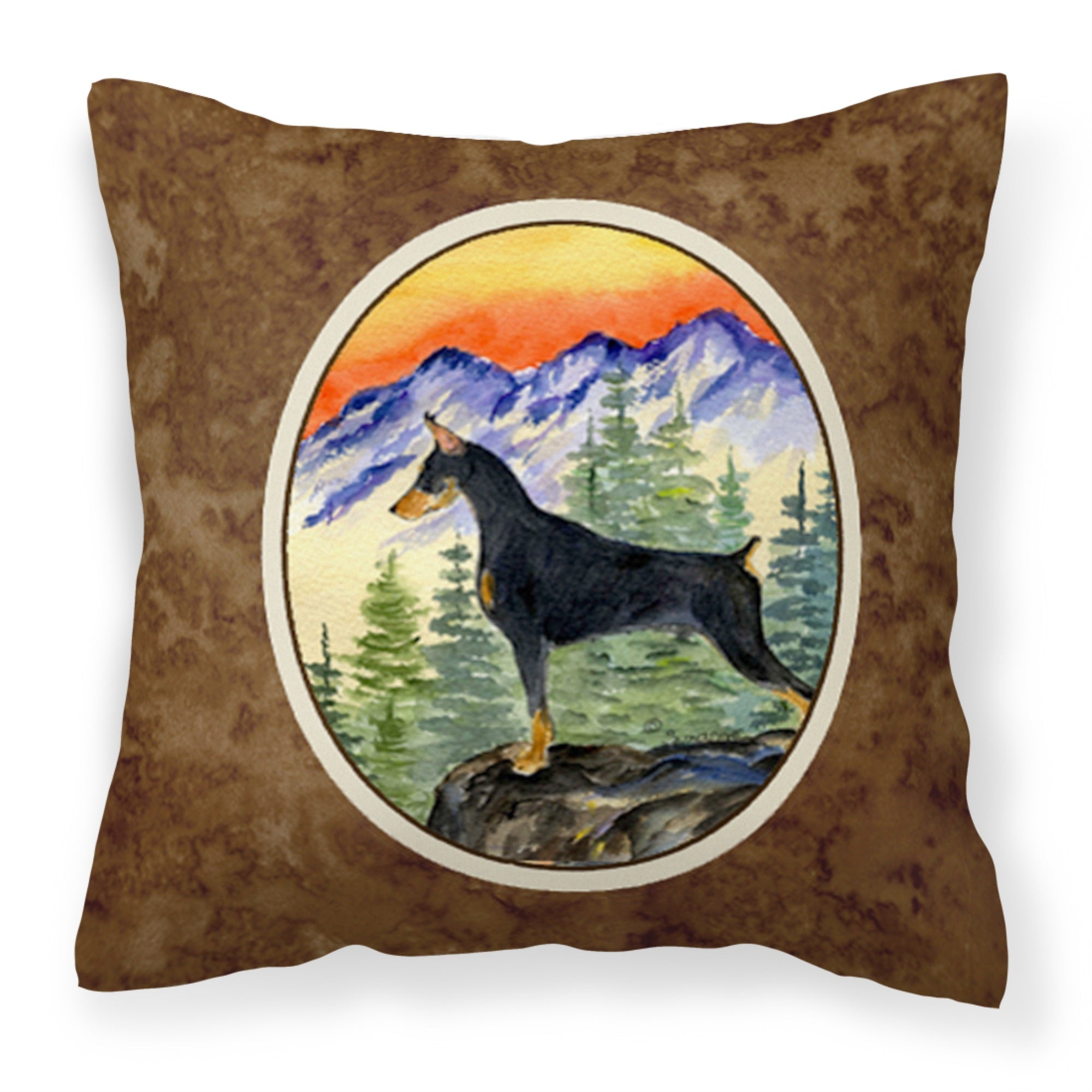 Caroline'S Treasures Ss8284Pw1414 Doberman Decorative Canvas Fabric Pillow, Large, Multicolor