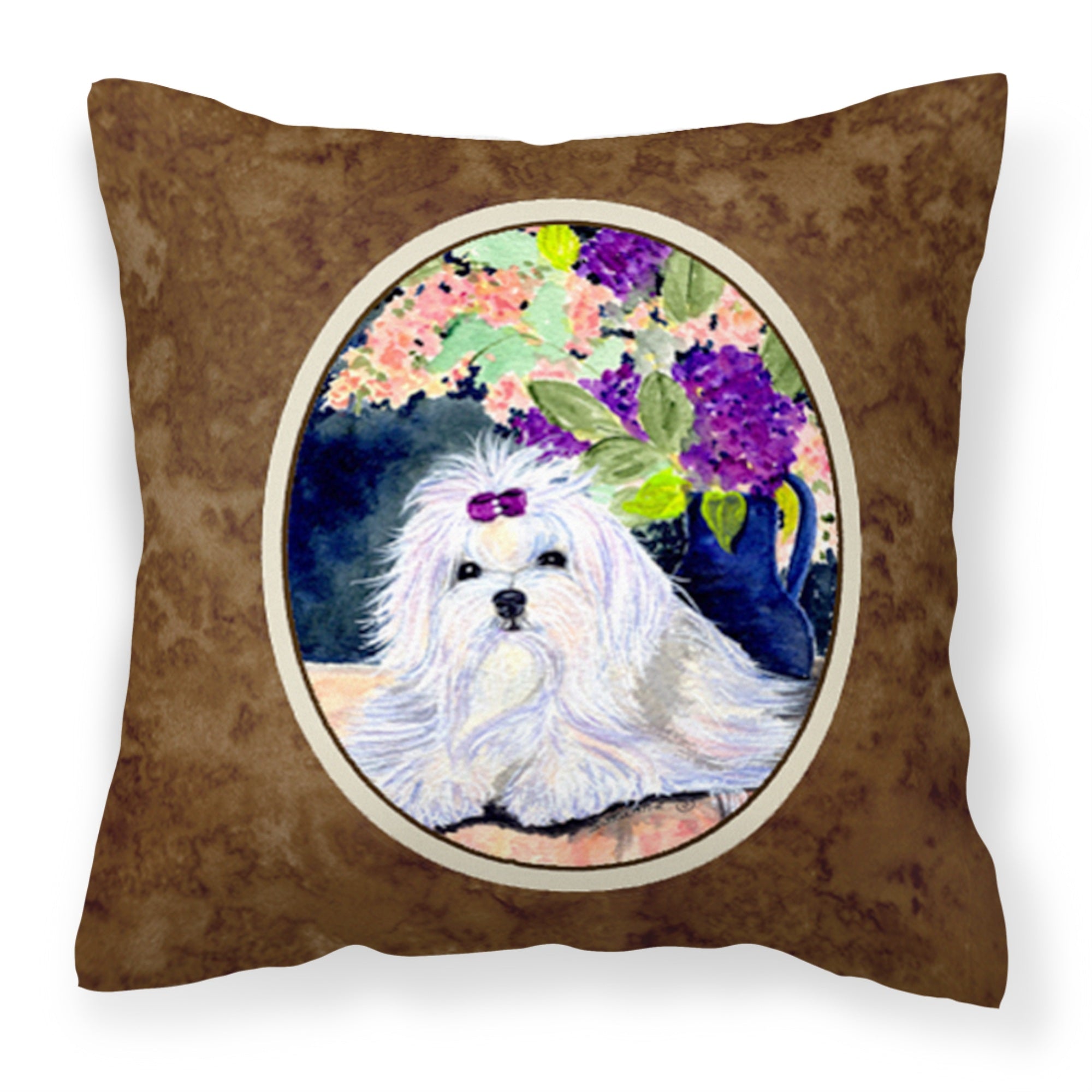 Caroline'S Treasures Ss8287Pw1414 Maltese Decorative Canvas Fabric Pillow, Large, Multicolor