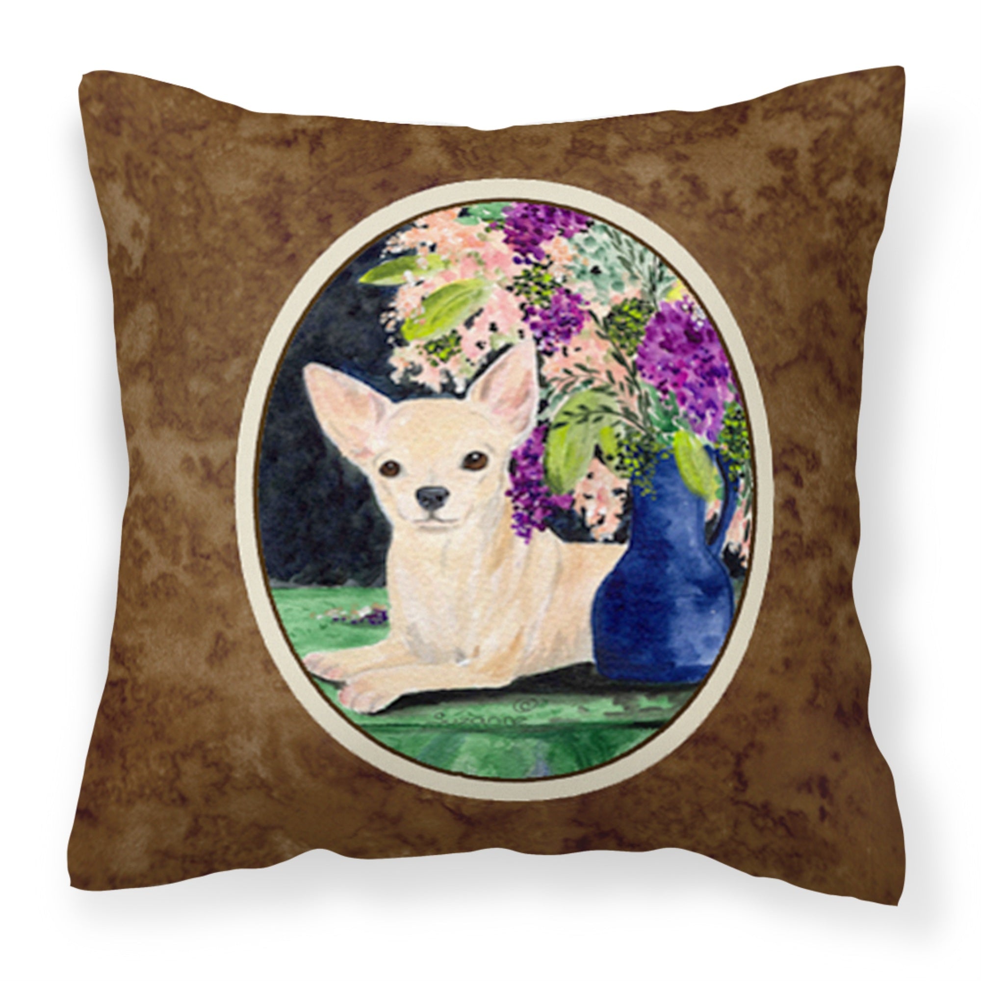 Caroline'S Treasures Ss8289Pw1414 Chihuahua Decorative Canvas Fabric Pillow, Large, Multicolor