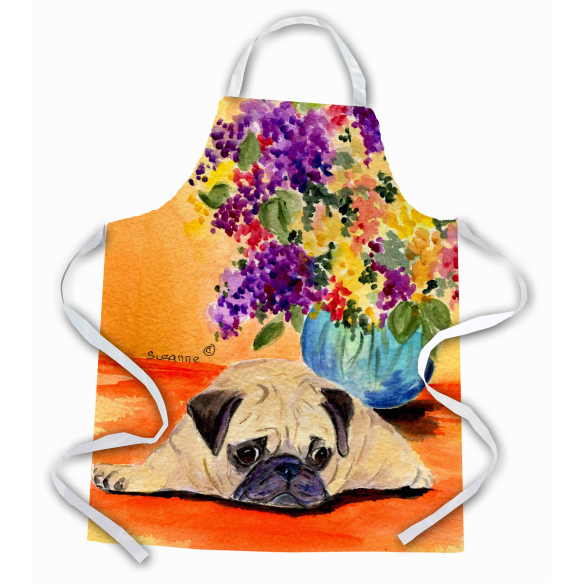 Caroline'S Treasures Ss8294Apron Waiting For Mom Fawn Pug Apron, Large, Multicolor