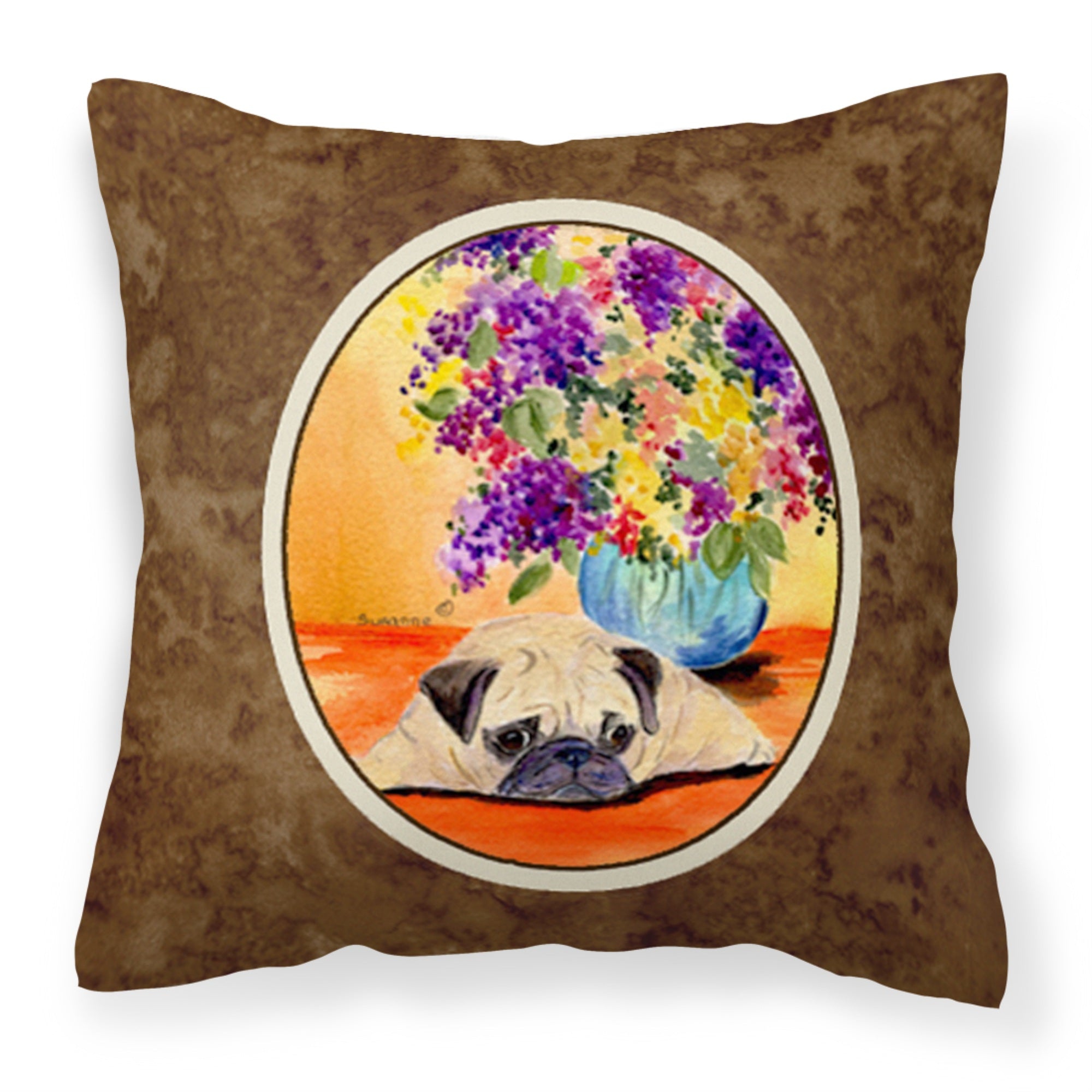 Caroline'S Treasures Ss8294Pw1414 Pug Decorative Canvas Fabric Pillow, Large, Multicolor