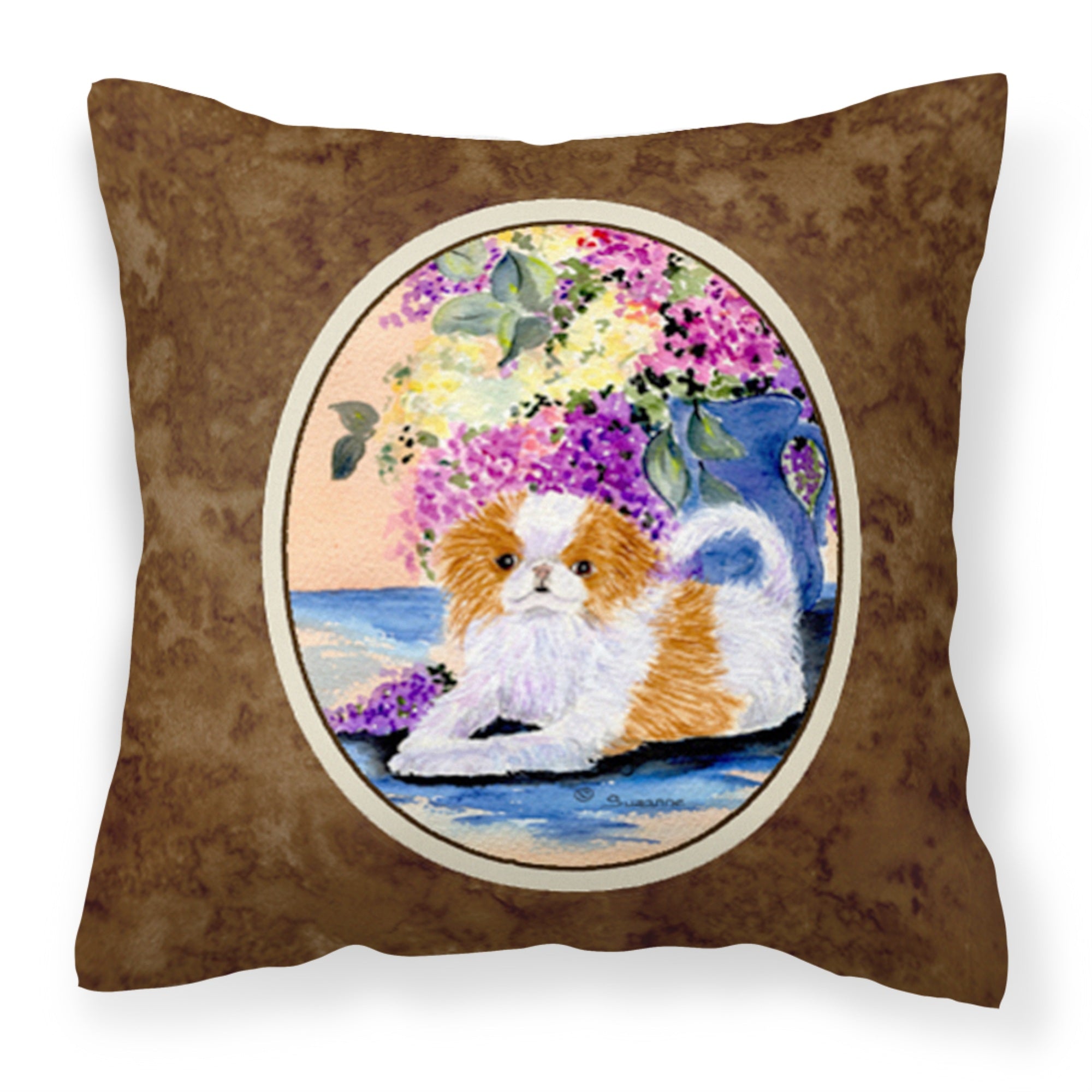 Caroline'S Treasures Ss8300Pw1414 Japanese Chin Decorative Canvas Fabric Pillow, Large, Multicolor