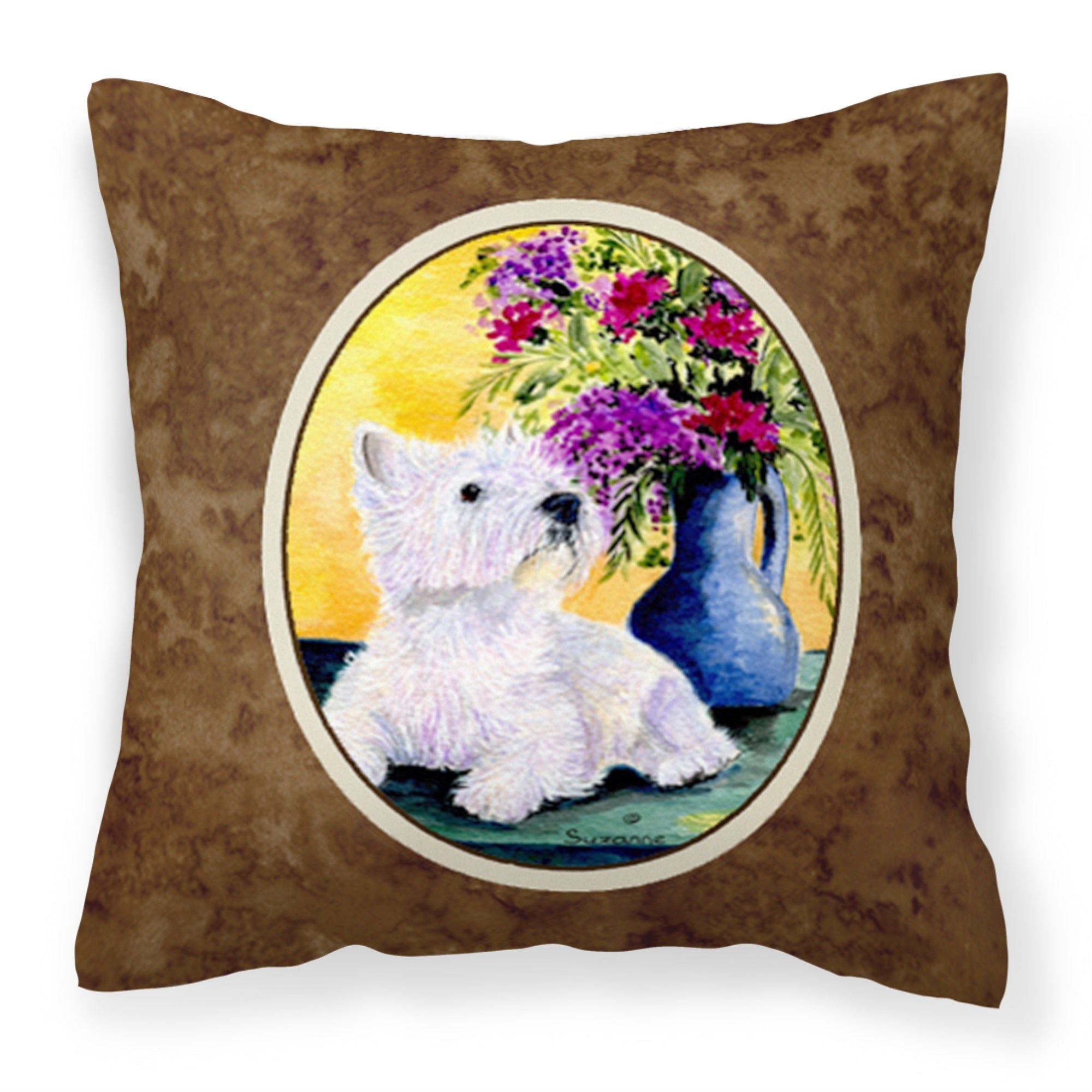 Caroline'S Treasures Ss8301Pw1414 Westie Decorative Canvas Fabric Pillow, Large, Multicolor