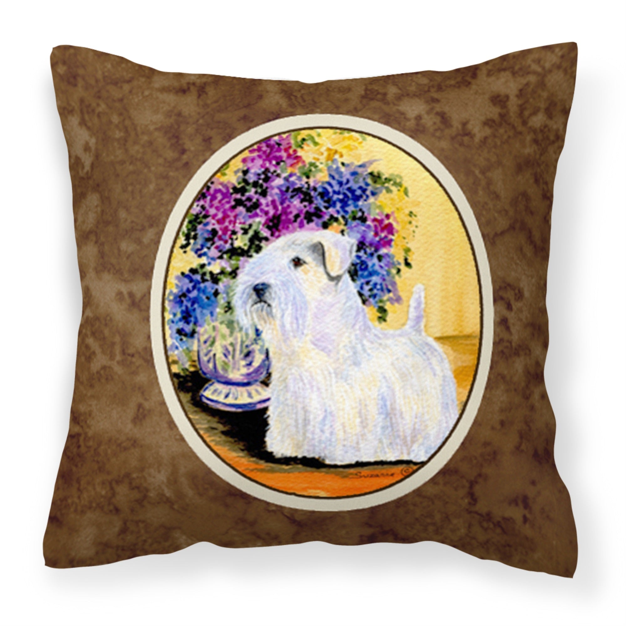 Caroline'S Treasures Ss8307Pw1414 Sealyham Terrier Decorative Canvas Fabric Pillow, Large, Multicolor