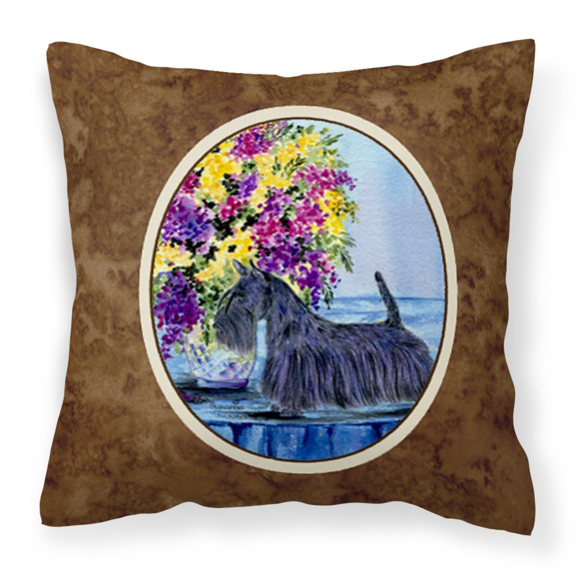 Caroline'S Treasures Ss8309Pw1414 Scottish Terrier Decorative Canvas Fabric Pillow, Large, Multicolor