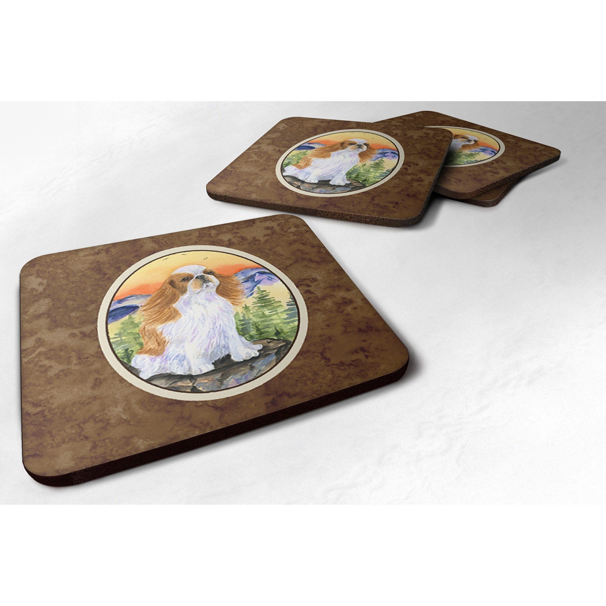Caroline'S Treasures Ss8311Fc English Toy Spaniel Foam Coasters (Set Of 4), 3.5 H X 3.5 W, Multicolor