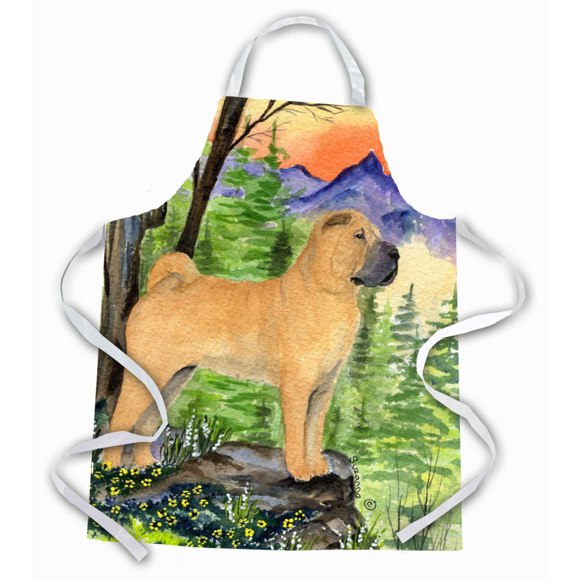 Caroline'S Treasures Ss8324Apron Shar Pei Apron, Large, Multicolor