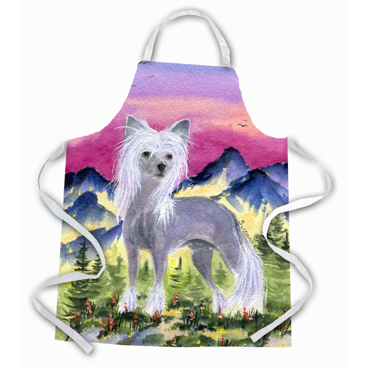 Caroline'S Treasures Ss8326Apron Chinese Crested Apron, Large, Multicolor