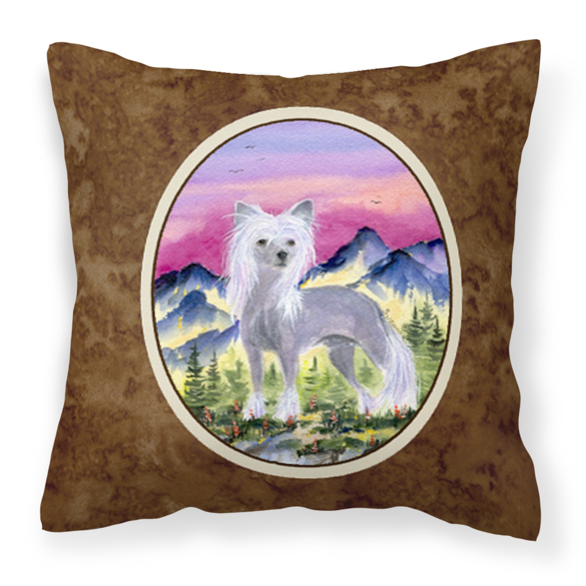 Caroline'S Treasures Ss8326Pw1414 Chinese Crested Decorative Canvas Fabric Pillow, Large, Multicolor