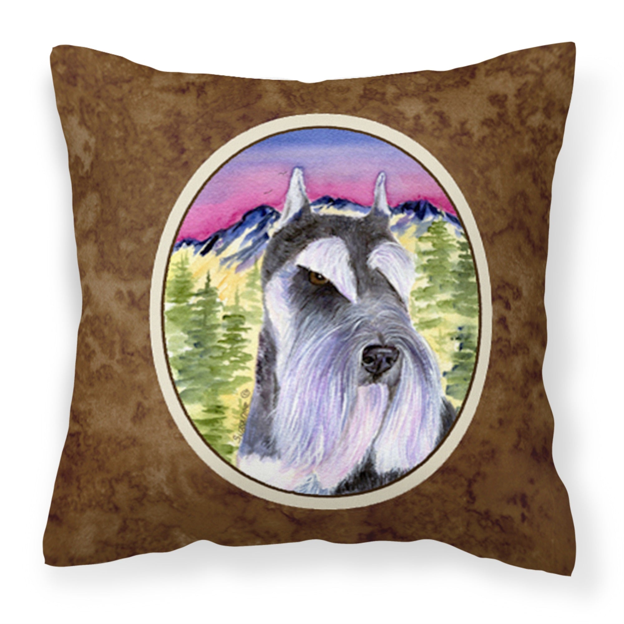 Caroline'S Treasures Ss8340Pw1414 Schnauzer Decorative Canvas Fabric Pillow, Large, Multicolor