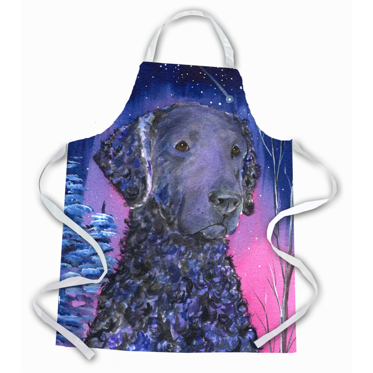 Caroline'S Treasures Ss8354Apron Starry Night Curly Coated Retriever Apron, Large, Multicolor