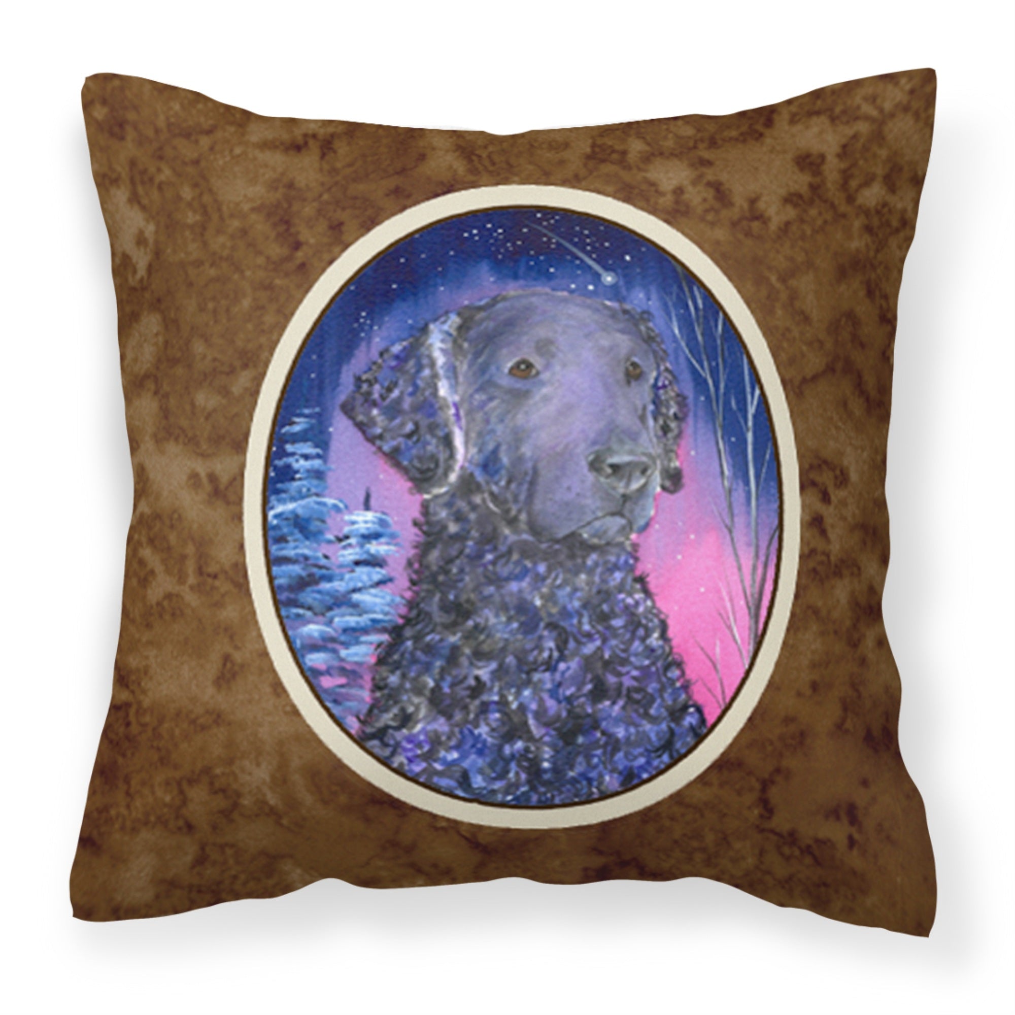 Caroline'S Treasures Ss8354Pw1414 Starry Night Curly Coated Retriever Fabric Pillow, Large, Multicolor