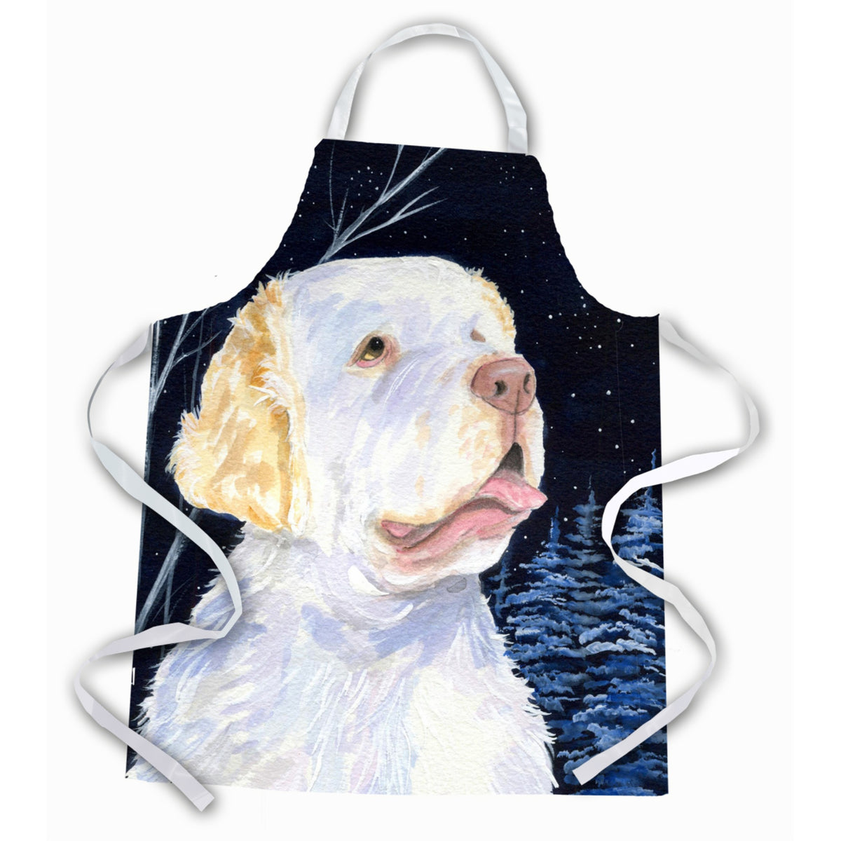Caroline'S Treasures Ss8356Apron Starry Night Clumber Spaniel Apron, Large, Multicolor