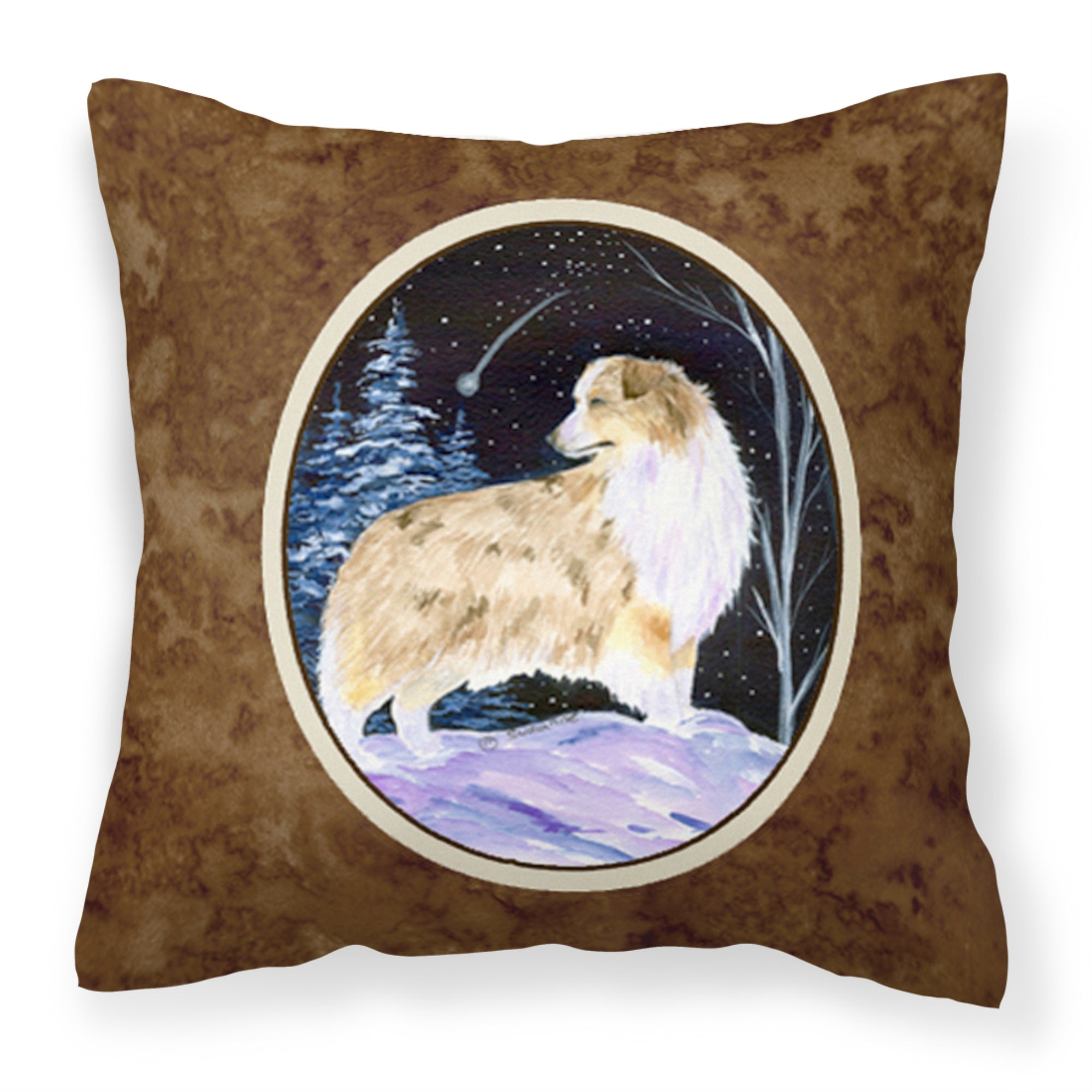 Caroline'S Treasures Ss8359Pw1414 Starry Night Australian Shepherd Fabric Pillow, Large, Multicolor