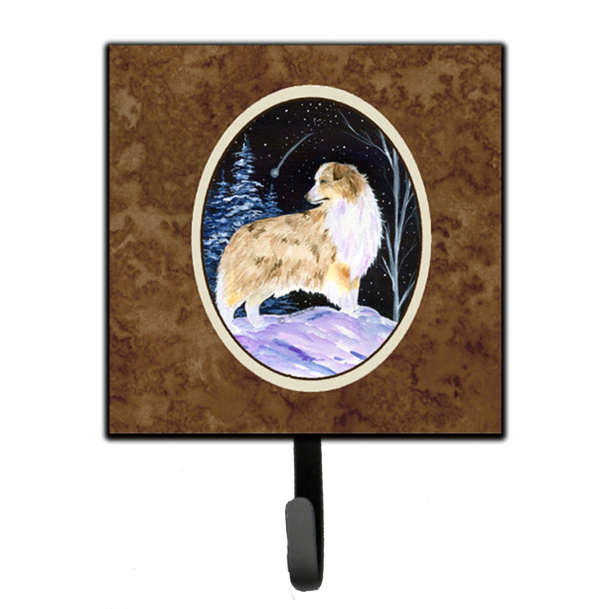 Caroline'S Treasures Ss8359Sh4 Starry Night Australian Shepherd Leash Holder Or Key Hook, Small, Multicolor
