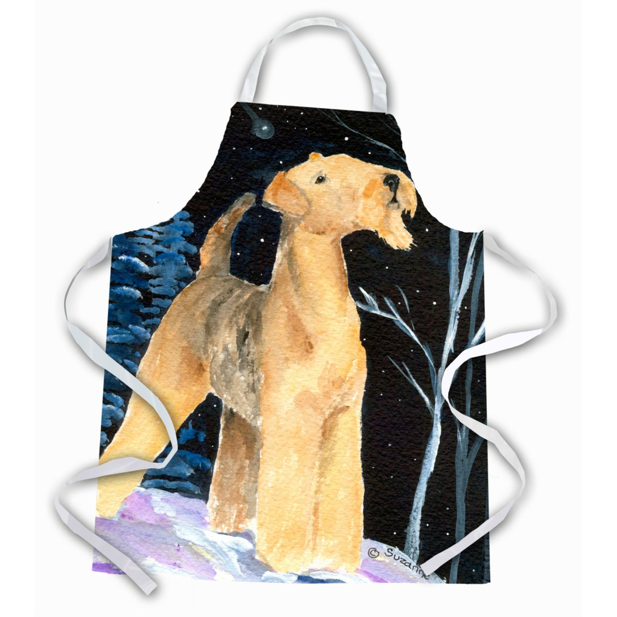 Caroline'S Treasures Ss8361Apron Starry Night Airedale Apron, Large, Multicolor