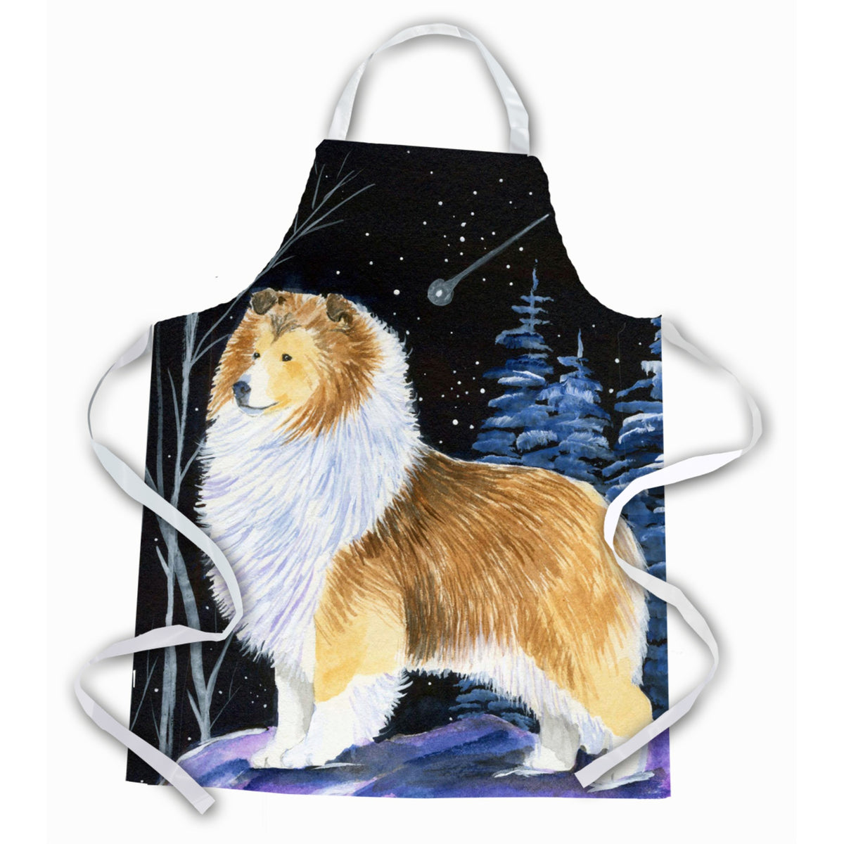 Caroline'S Treasures Ss8368Apron Starry Night Sheltie Apron, Large, Multicolor