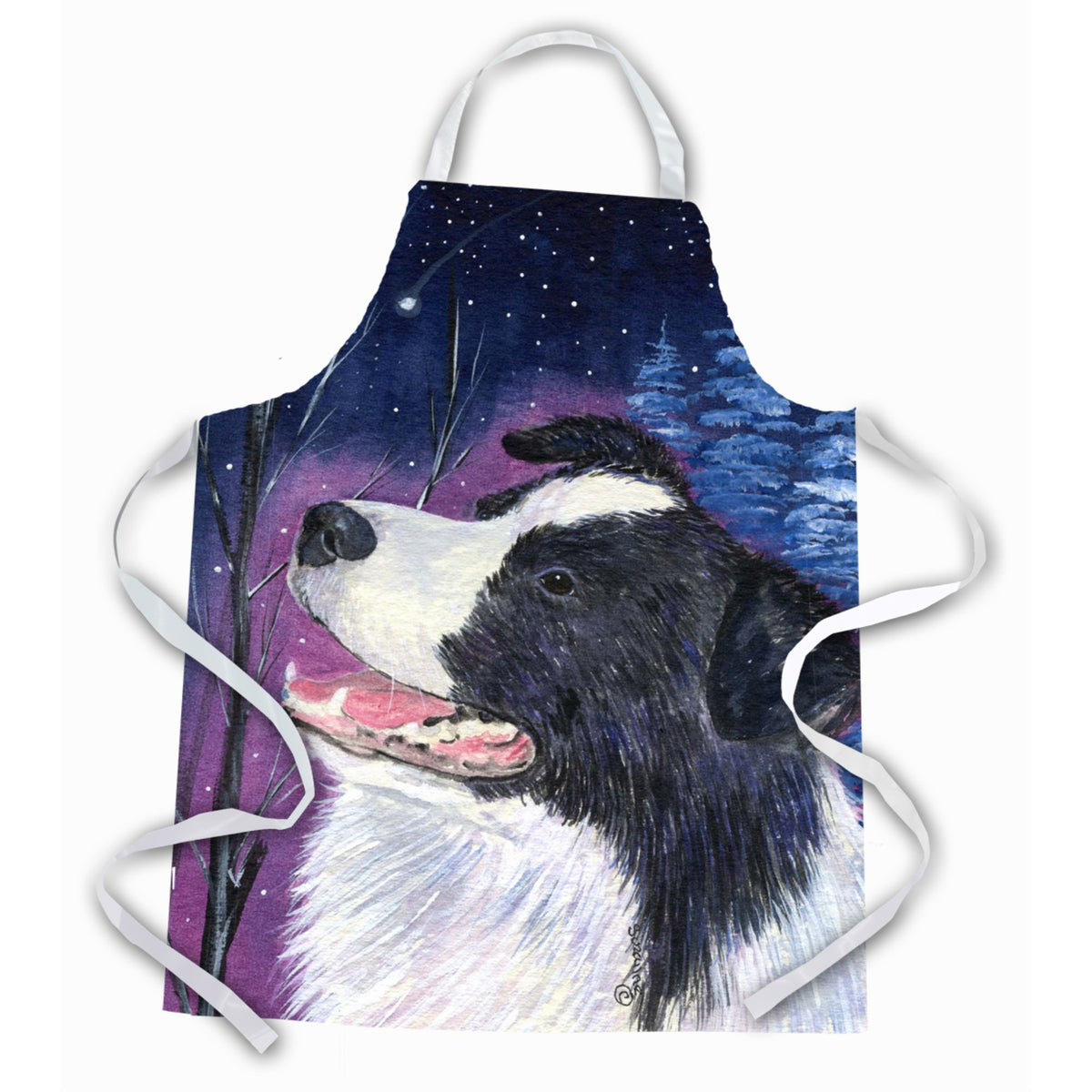 Caroline'S Treasures Ss8369Apron Starry Night Border Collie Apron, Large, Multicolor
