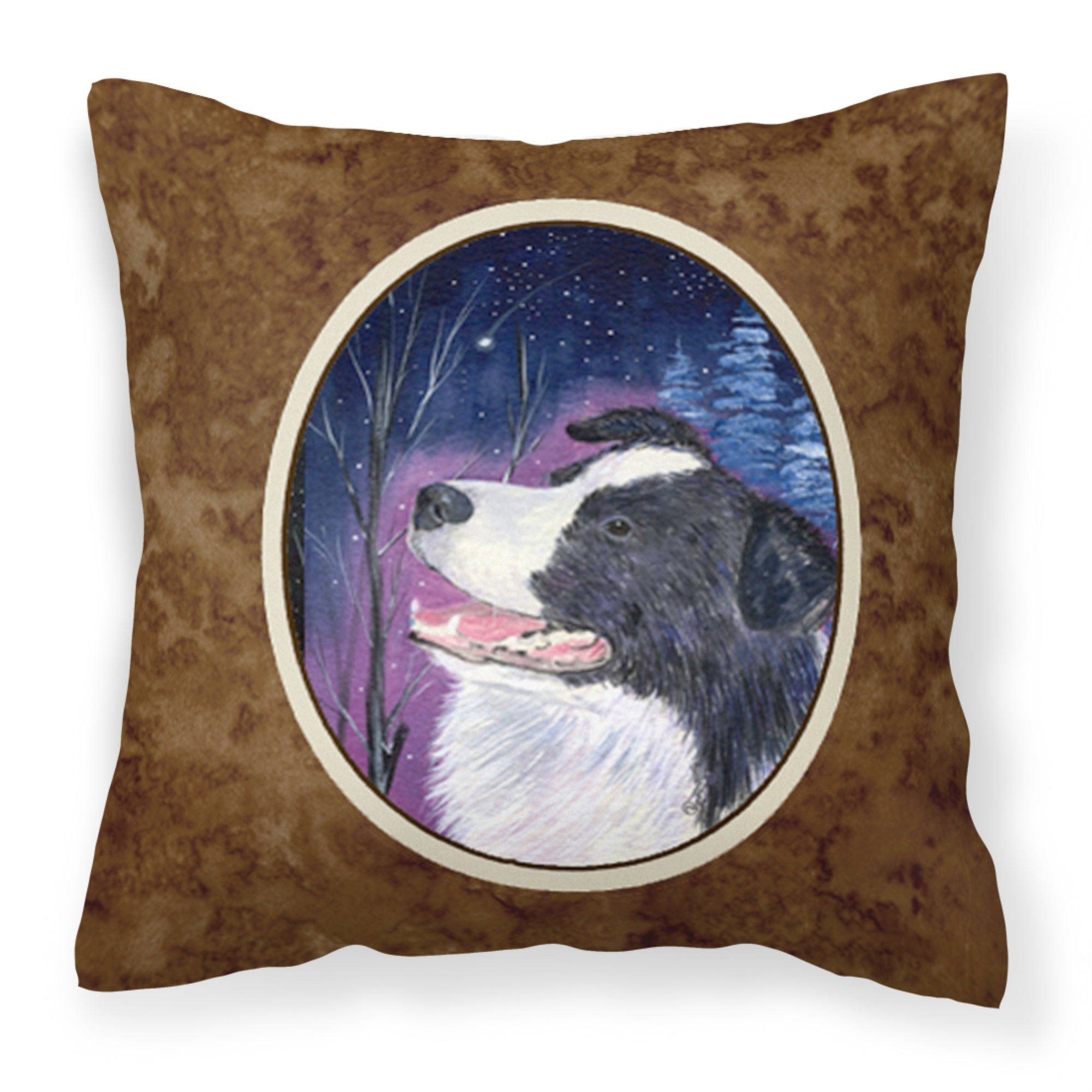 Caroline'S Treasures Ss8369Pw1414 Starry Night Border Collie Fabric Pillow, Large, Multicolor