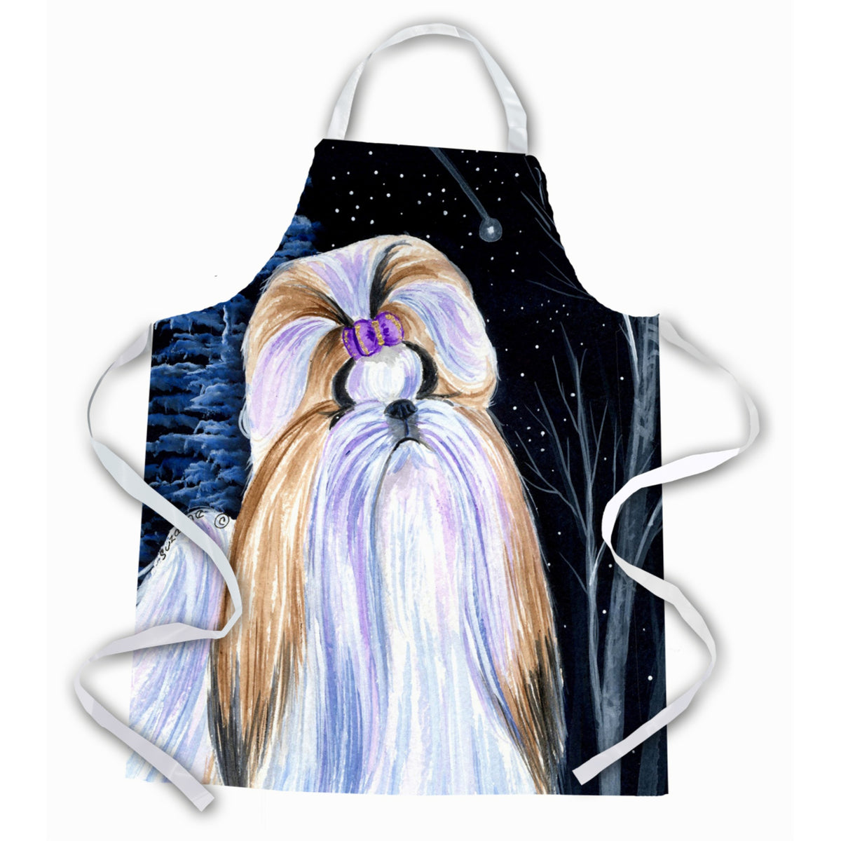 Caroline'S Treasures Ss8381Apron Starry Night Shih Tzu Apron, Large, Multicolor