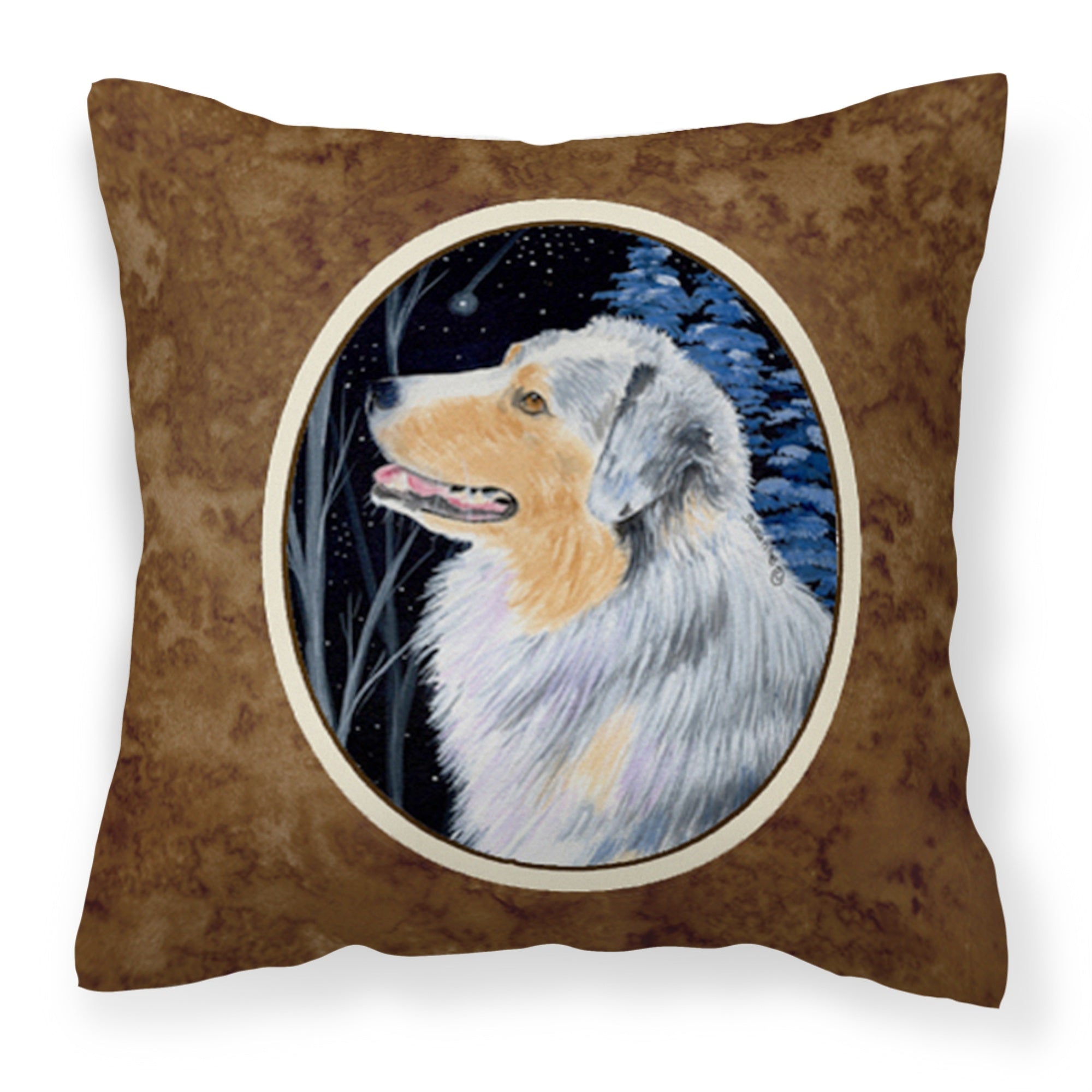 Caroline'S Treasures Ss8382Pw1414 Starry Night Australian Shepherd Fabric Pillow, Large, Multicolor