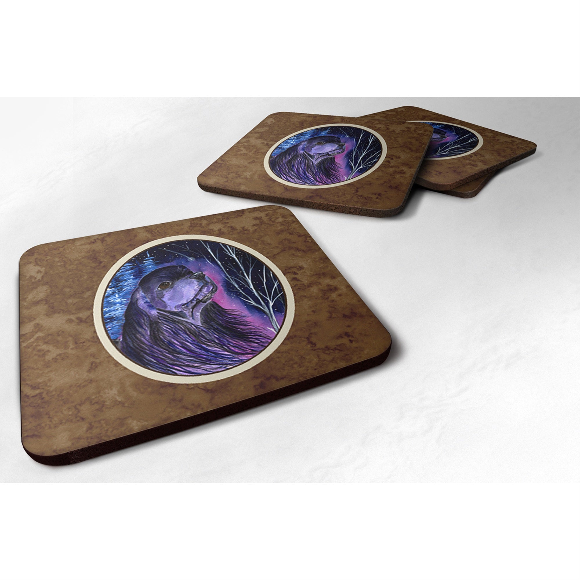 Caroline'S Treasures Ss8385Fc Starry Night Cocker Spaniel Foam Coasters Set Of 4 (Set Of 4), 3.5 H X 3.5 W, Multicolor