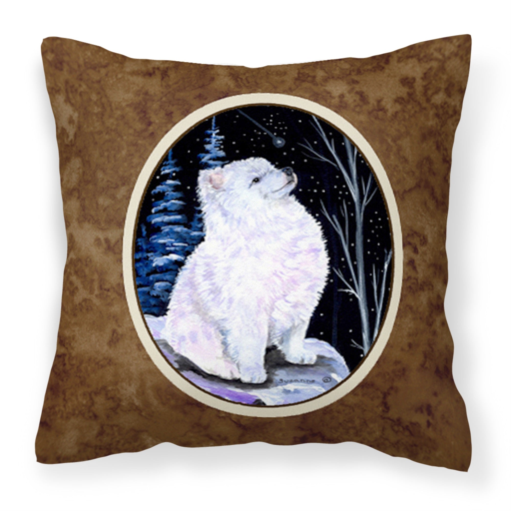 Caroline'S Treasures Ss8389Pw1414 Starry Night American Eskimo Fabric Pillow, Large, Multicolor
