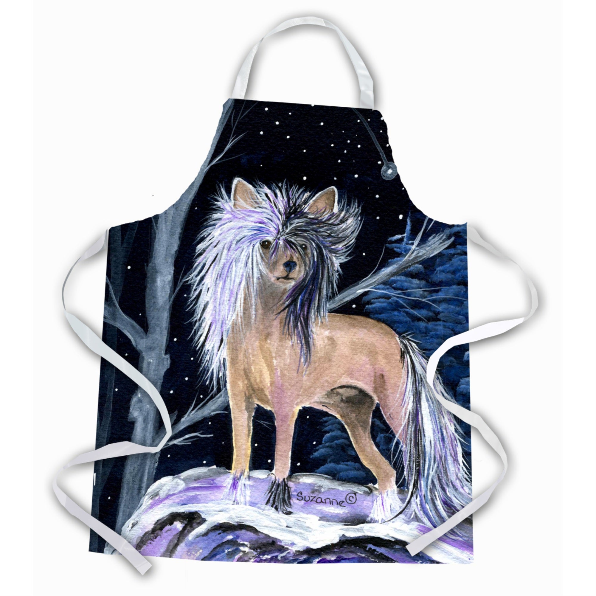 Caroline'S Treasures Ss8390Apron Starry Night Chinese Crested Apron, Large, Multicolor