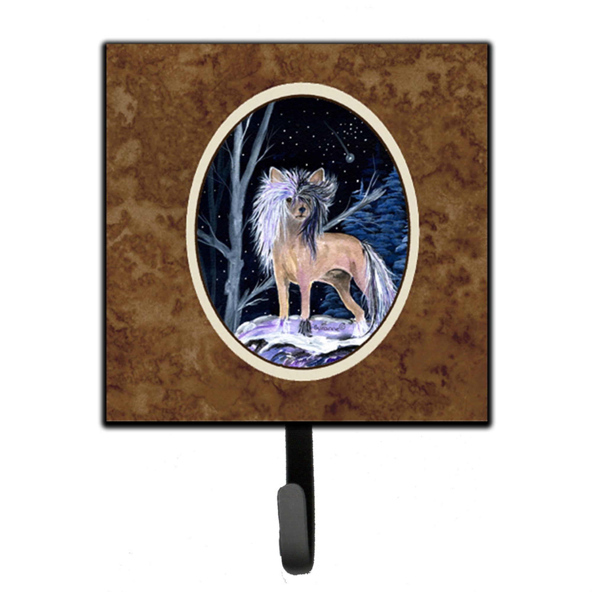 Caroline'S Treasures Ss8390Sh4 Starry Night Chinese Crested Leash Holder Or Key Hook, Small, Multicolor