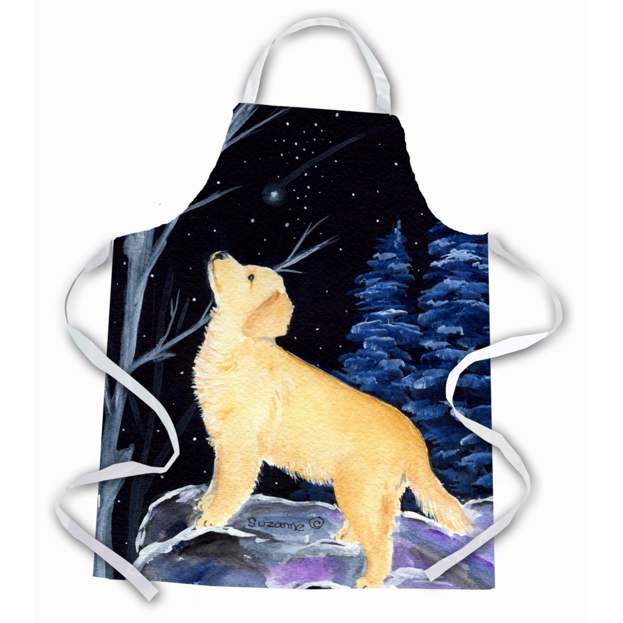 Caroline'S Treasures Ss8392Apron Starry Night Golden Retriever Apron, Large, Multicolor
